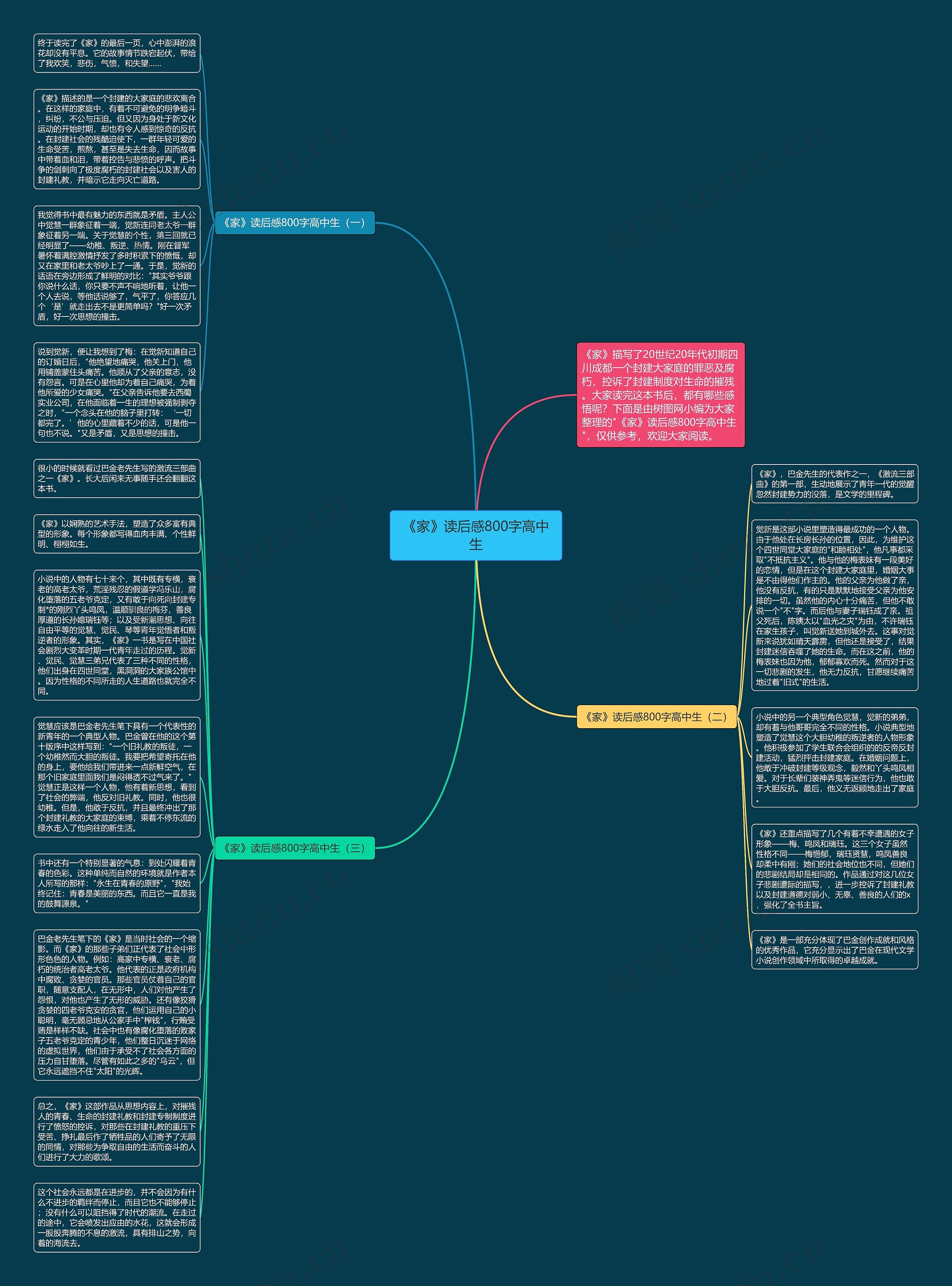 《家》读后感800字高中生思维导图