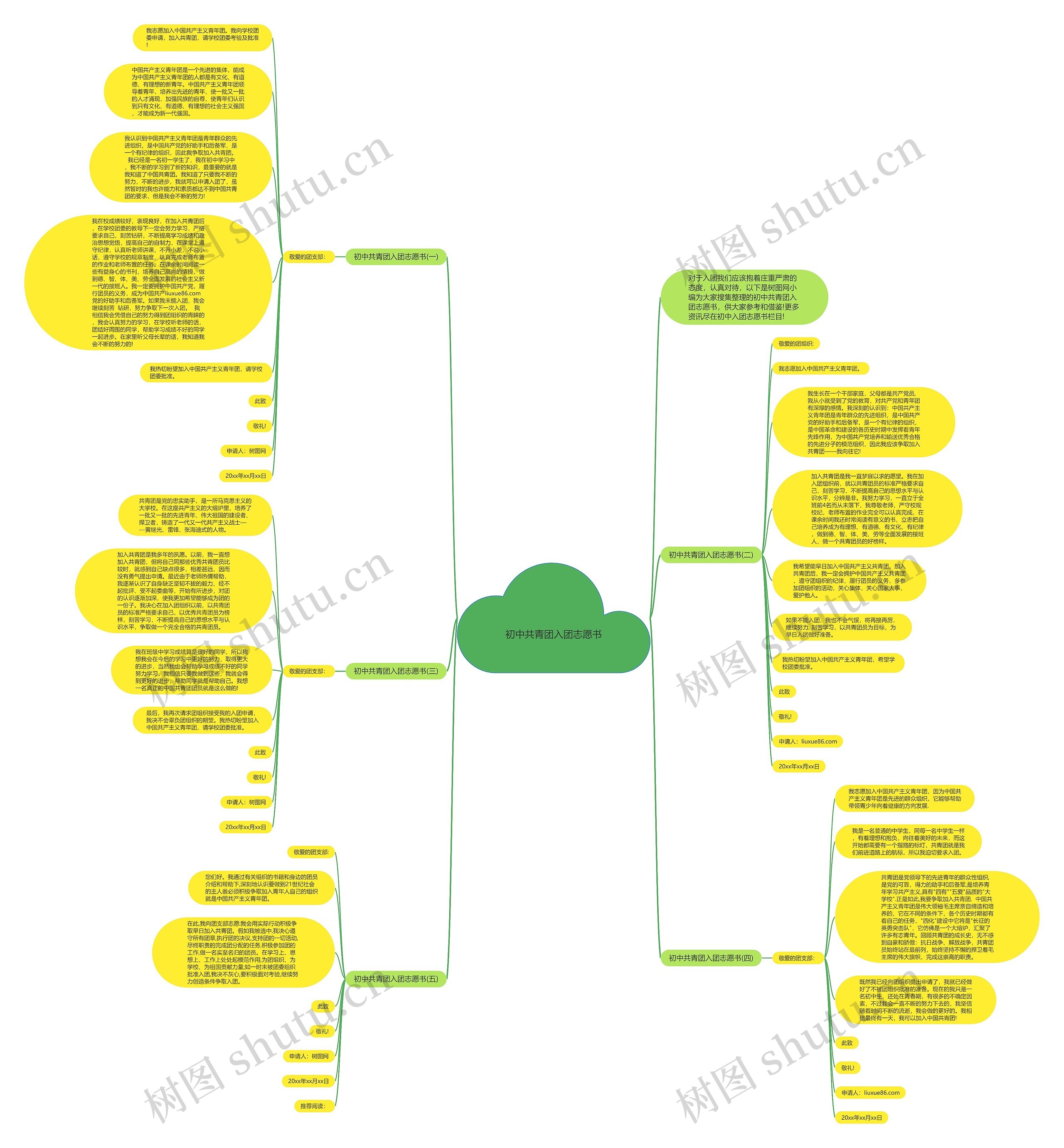 初中共青团入团志愿书思维导图