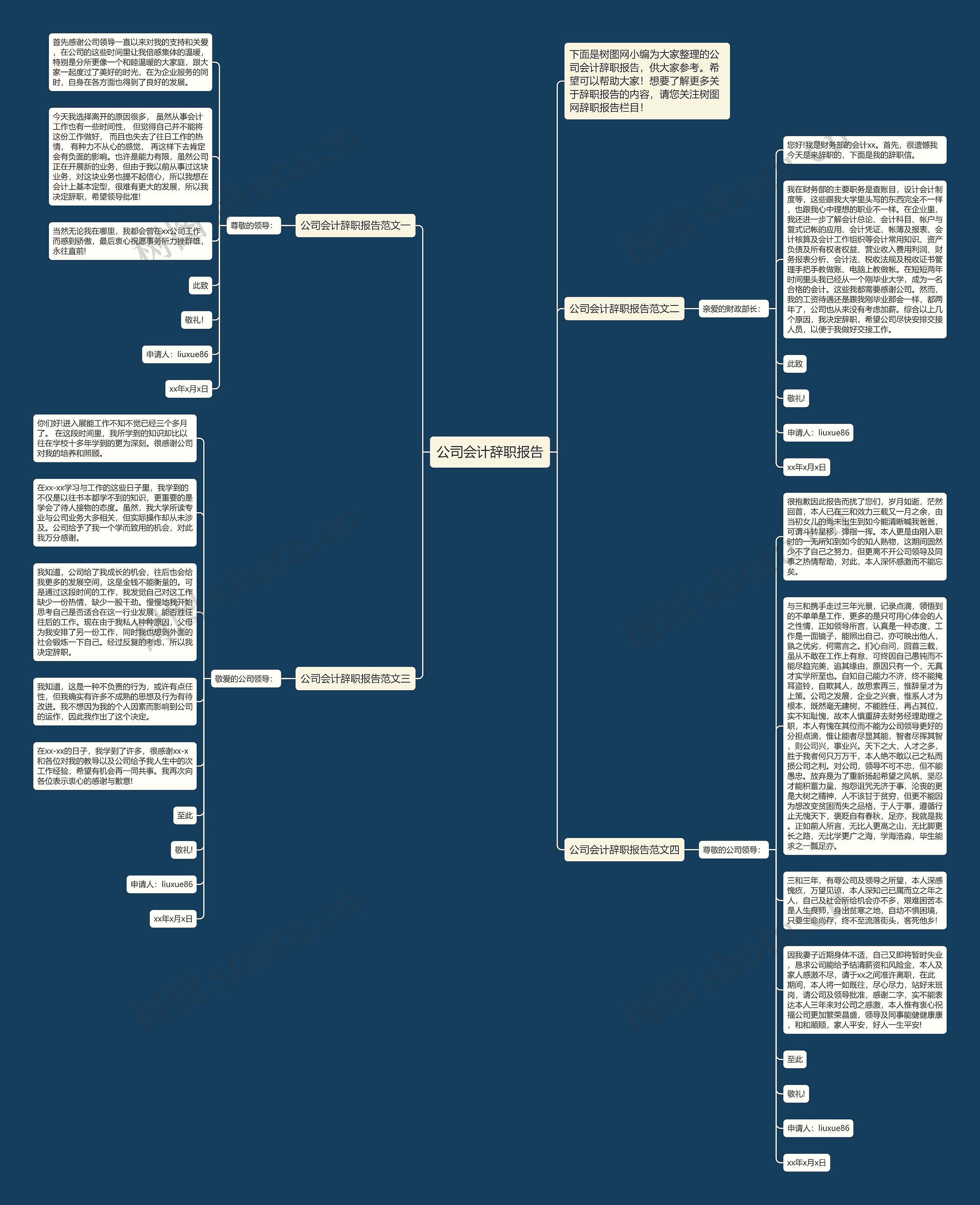 公司会计辞职报告思维导图