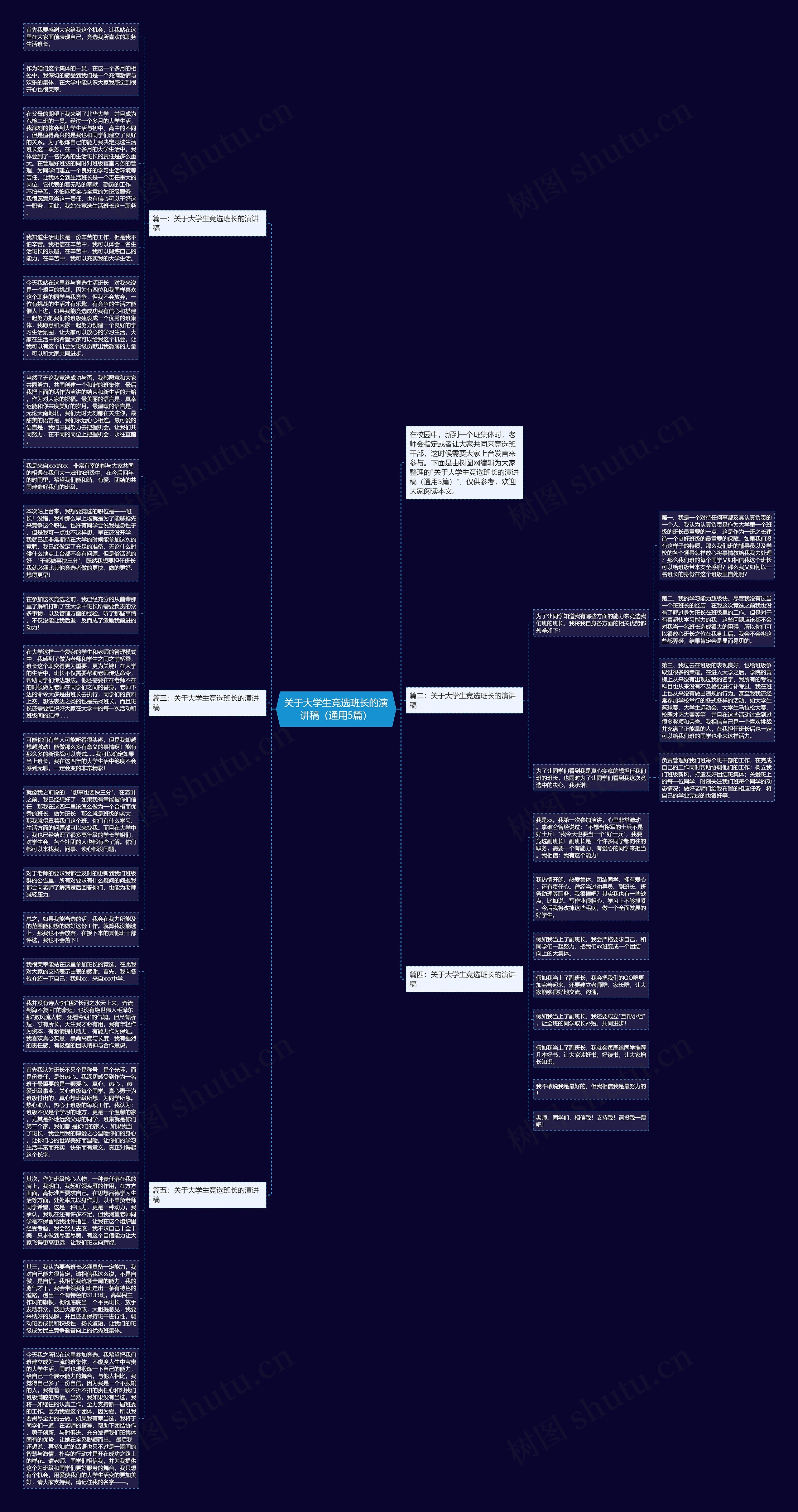 关于大学生竞选班长的演讲稿（通用5篇）思维导图