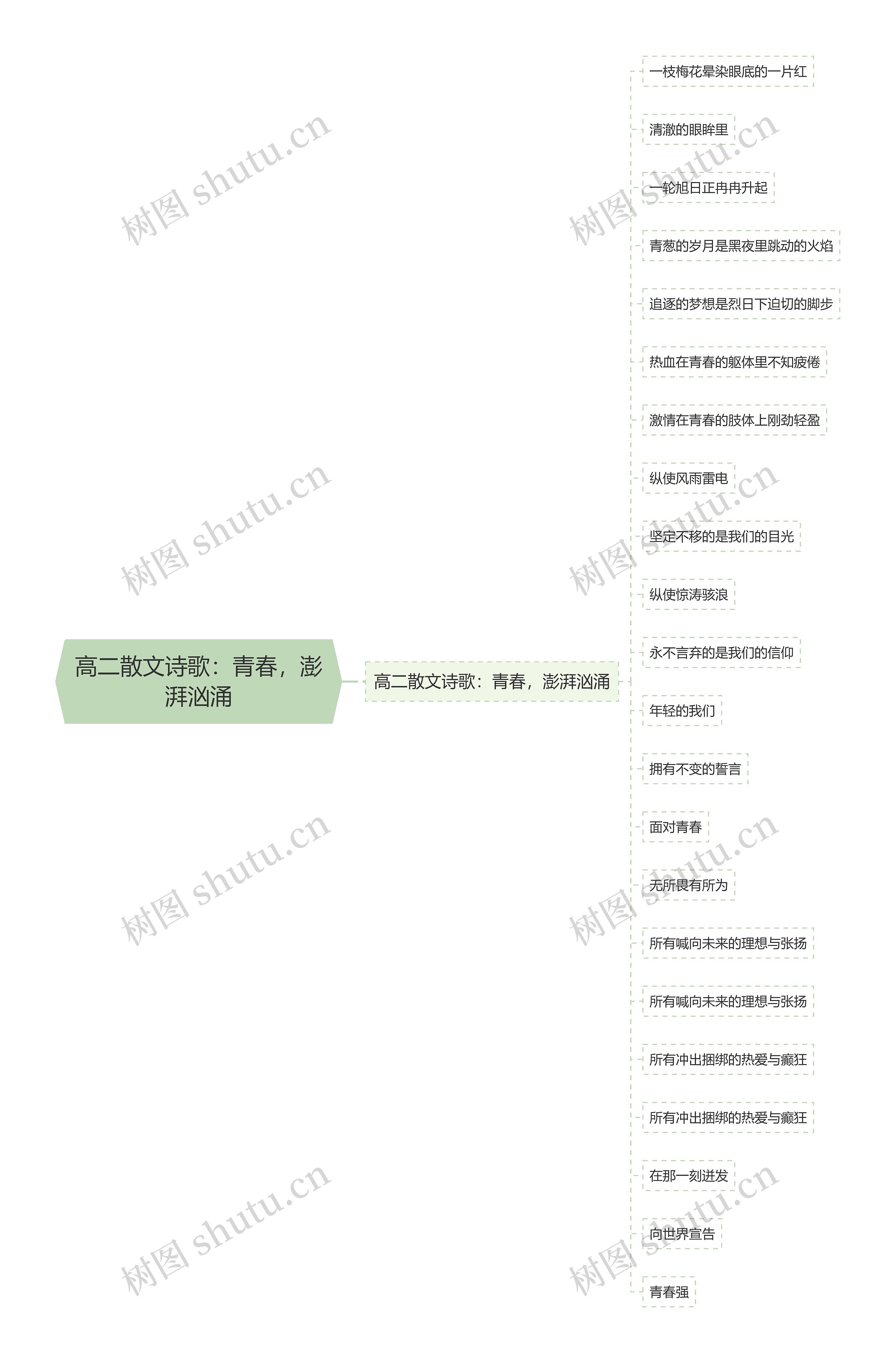 高二散文诗歌：青春，澎湃汹涌思维导图