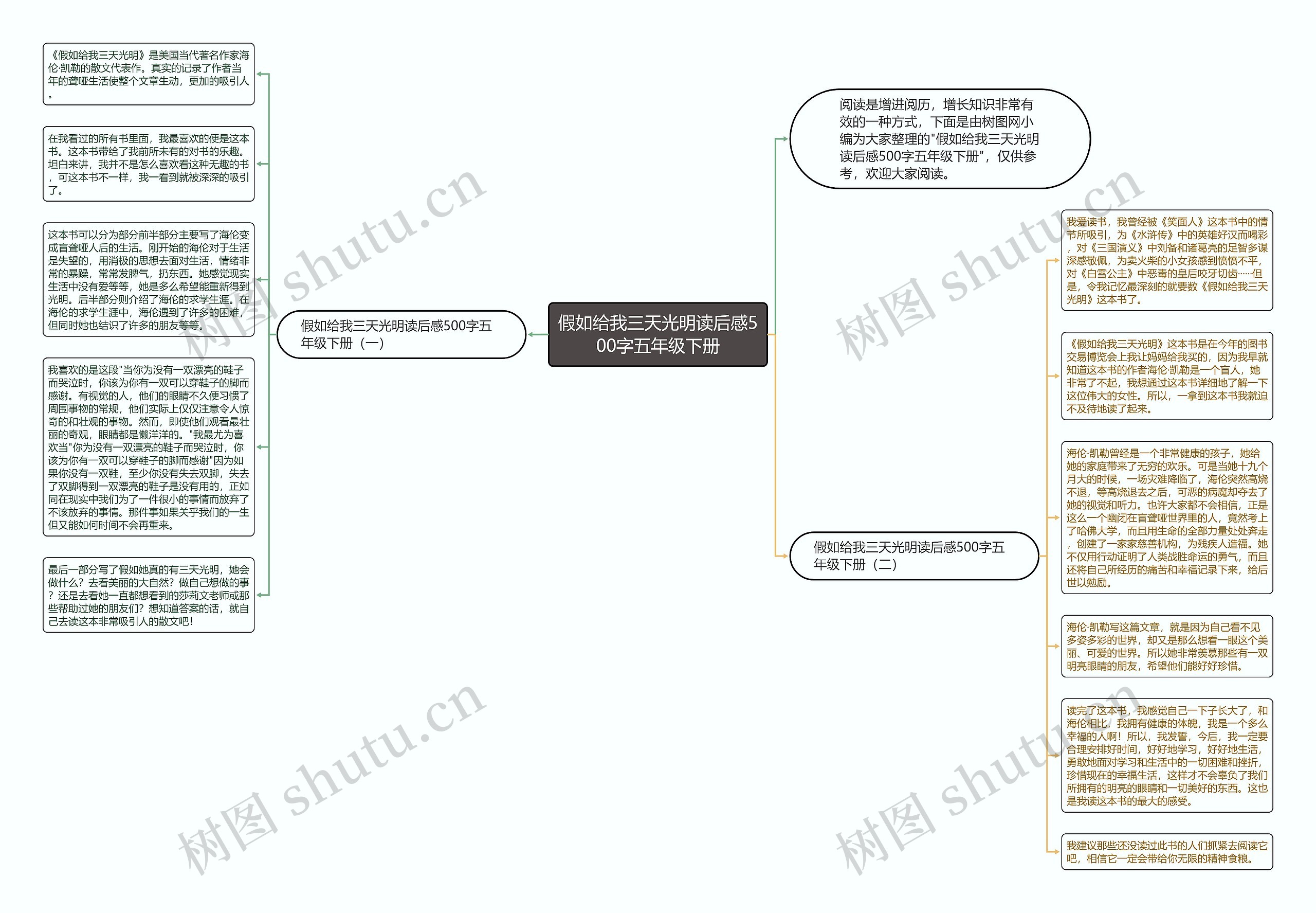 假如给我三天光明读后感500字五年级下册思维导图