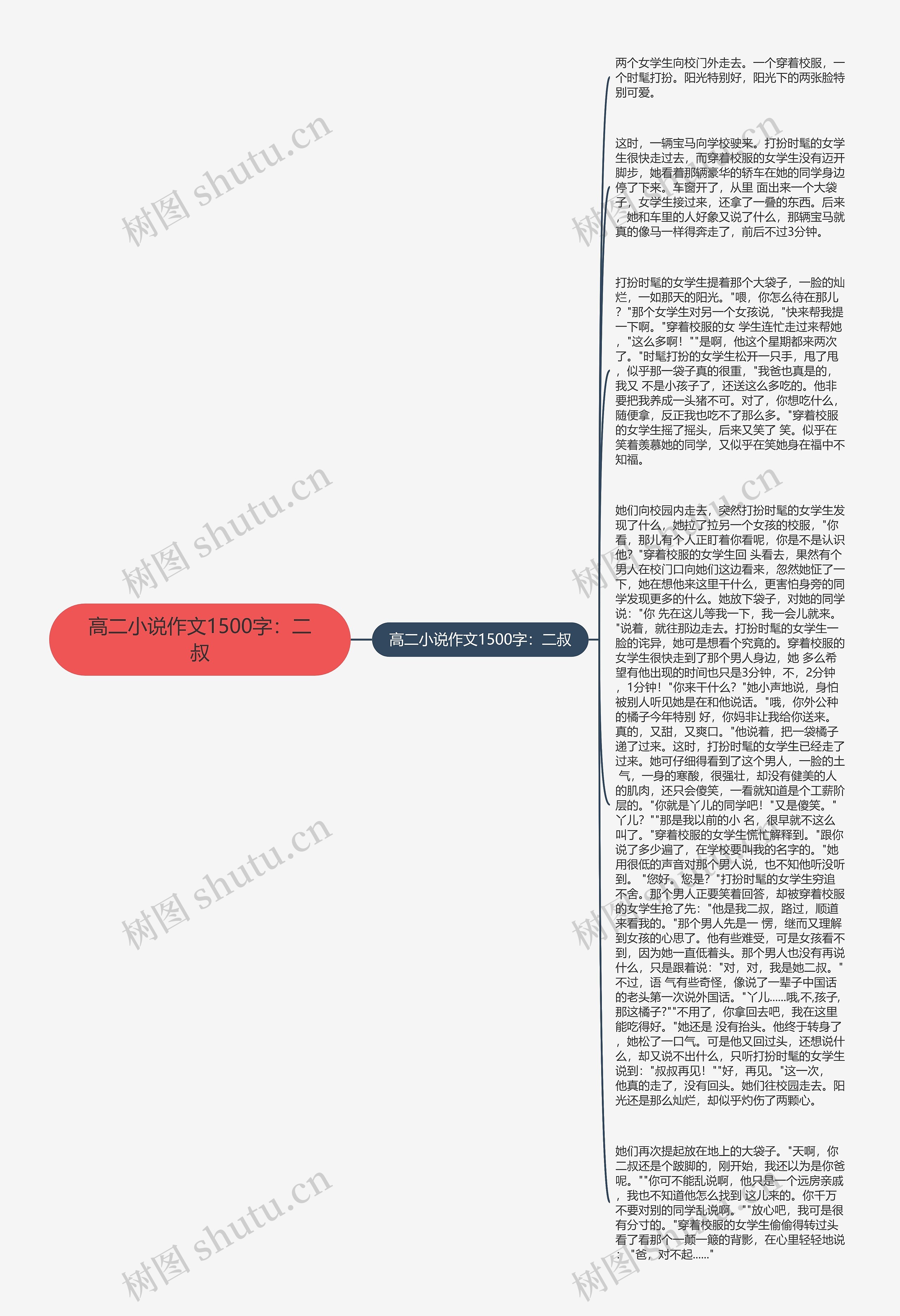 高二小说作文1500字：二叔思维导图