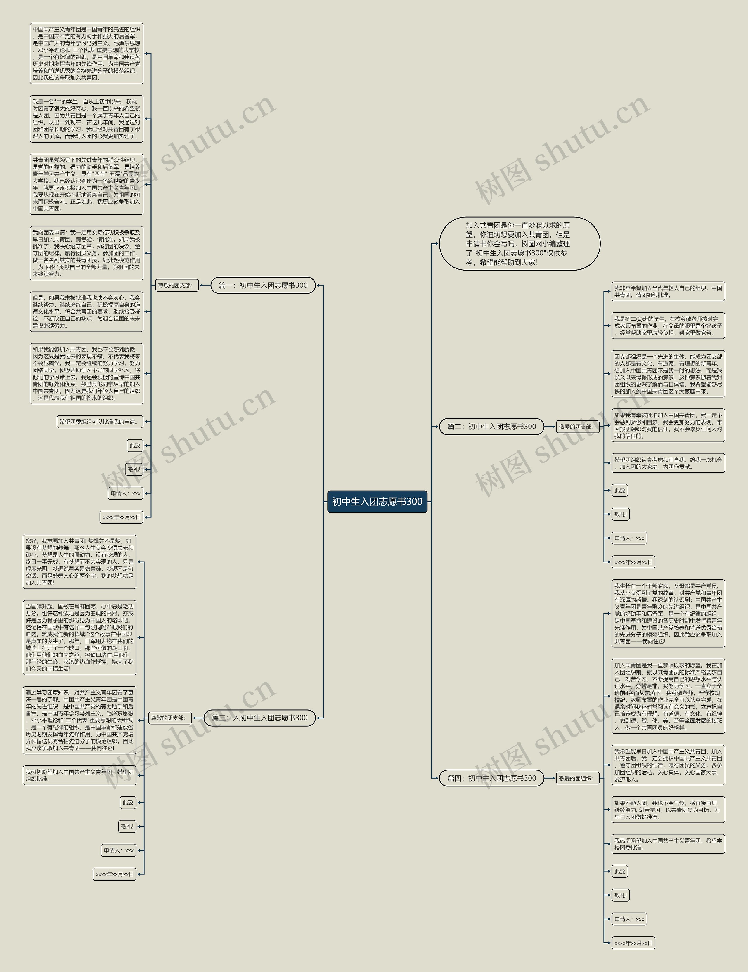 初中生入团志愿书300思维导图