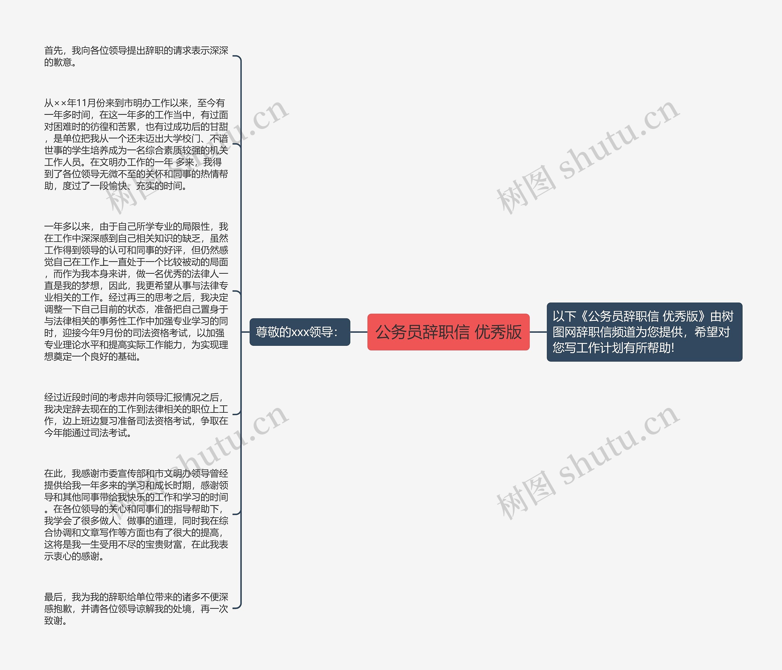 公务员辞职信 优秀版思维导图