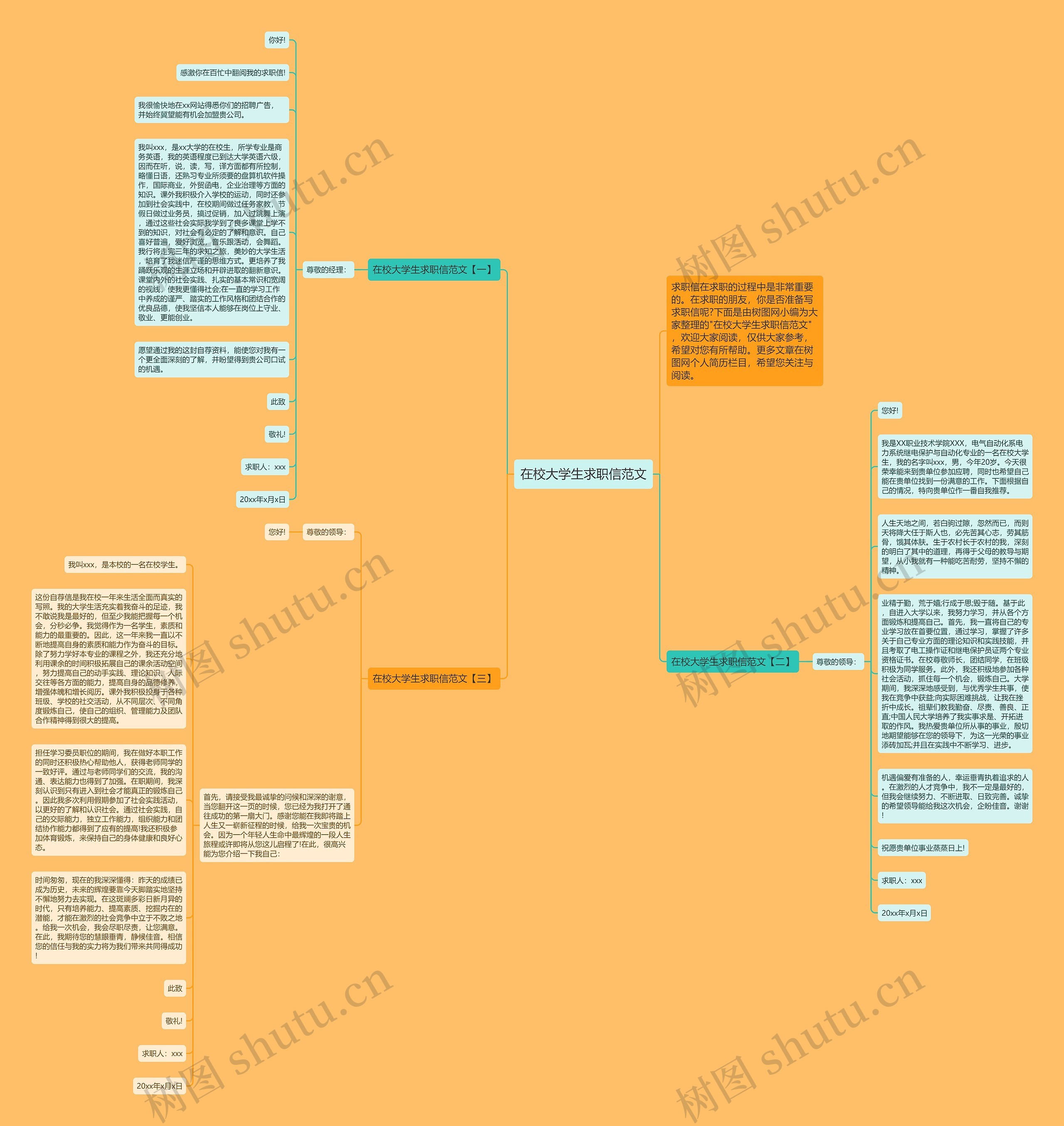 在校大学生求职信范文思维导图
