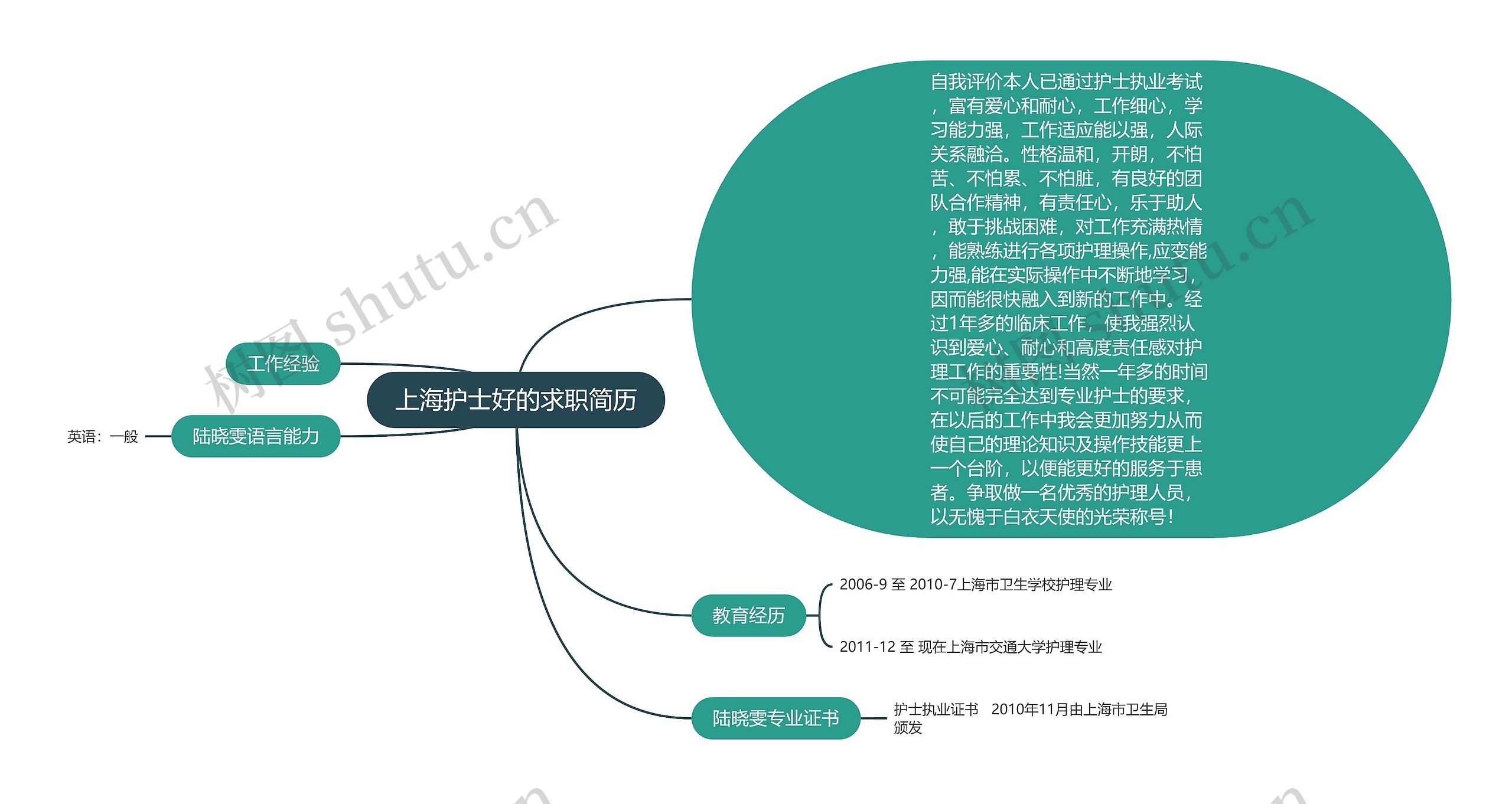 上海护士好的求职简历思维导图