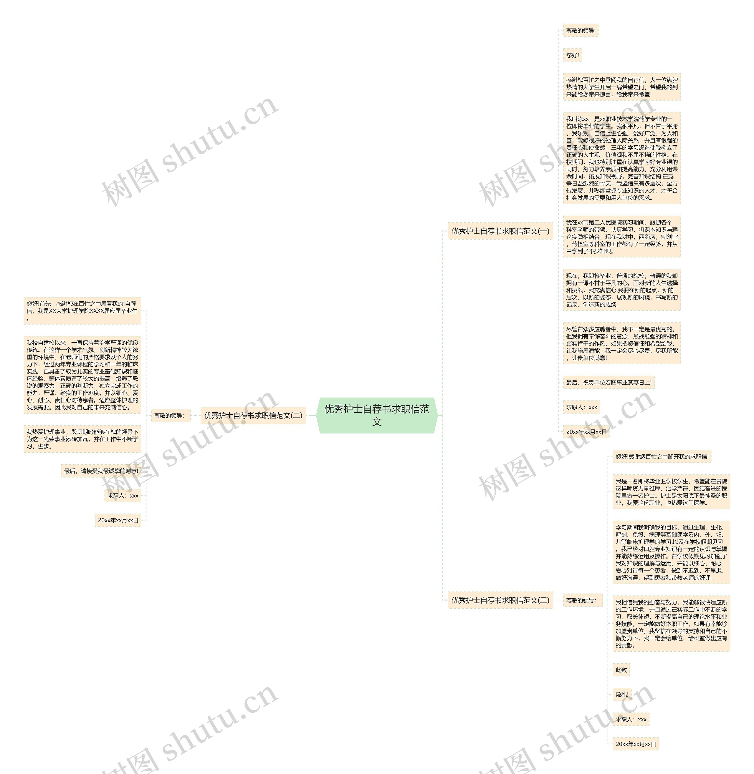 优秀护士自荐书求职信范文思维导图