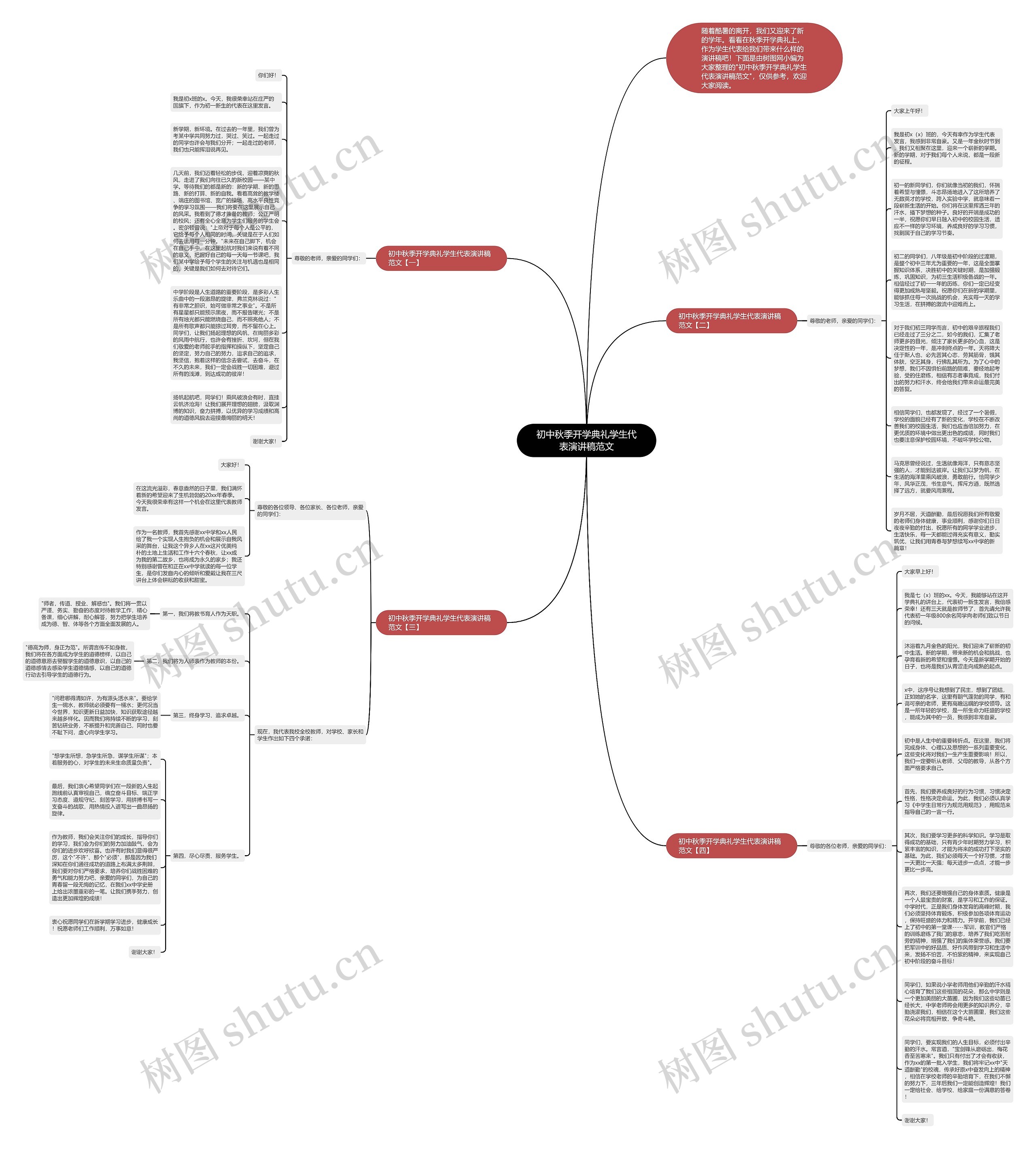 初中秋季开学典礼学生代表演讲稿范文思维导图