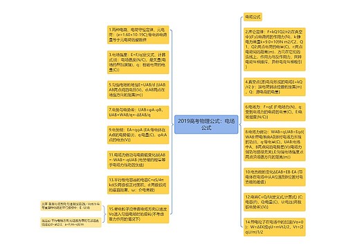 2019高考物理公式：电场公式