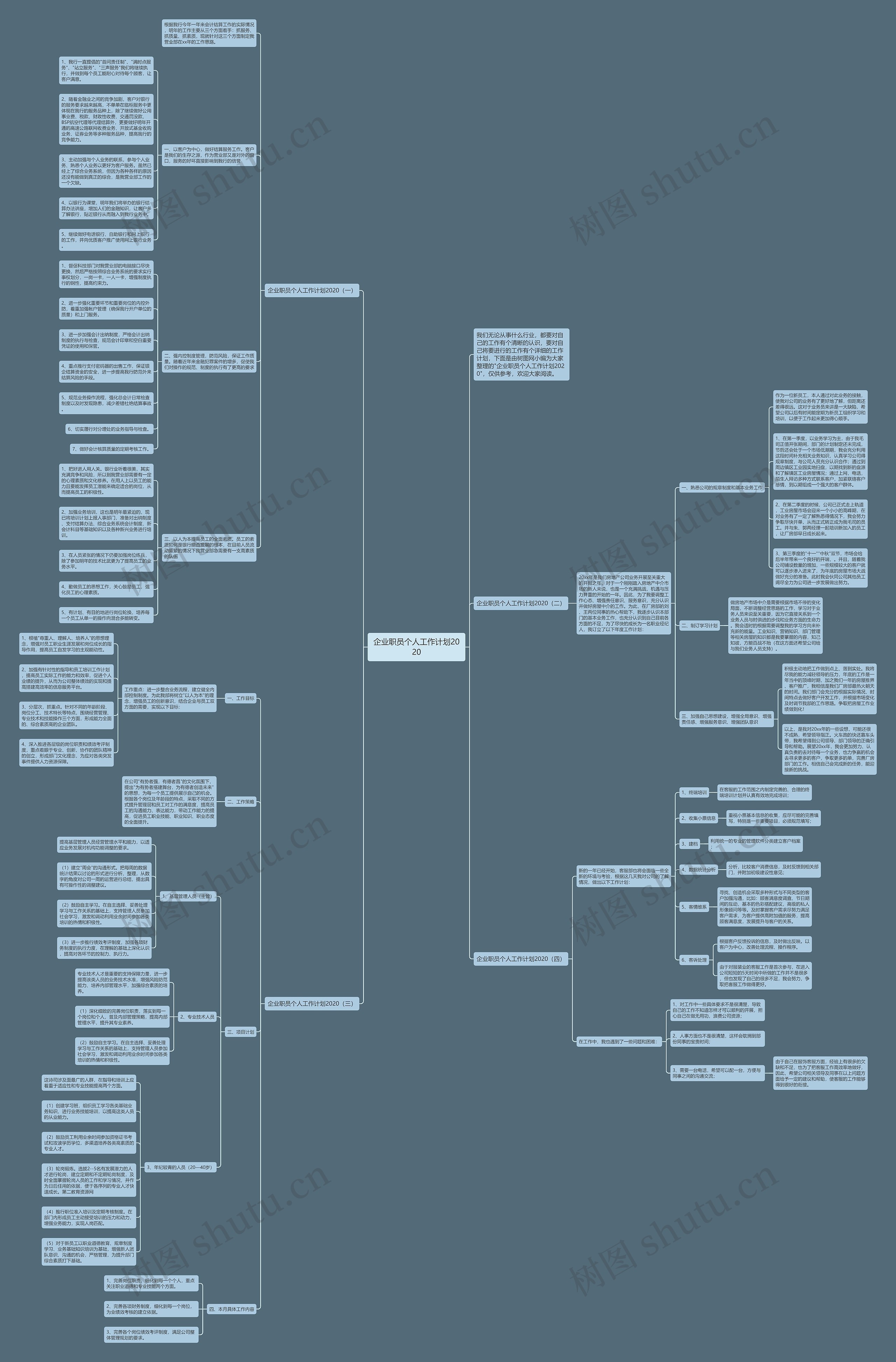 企业职员个人工作计划2020思维导图