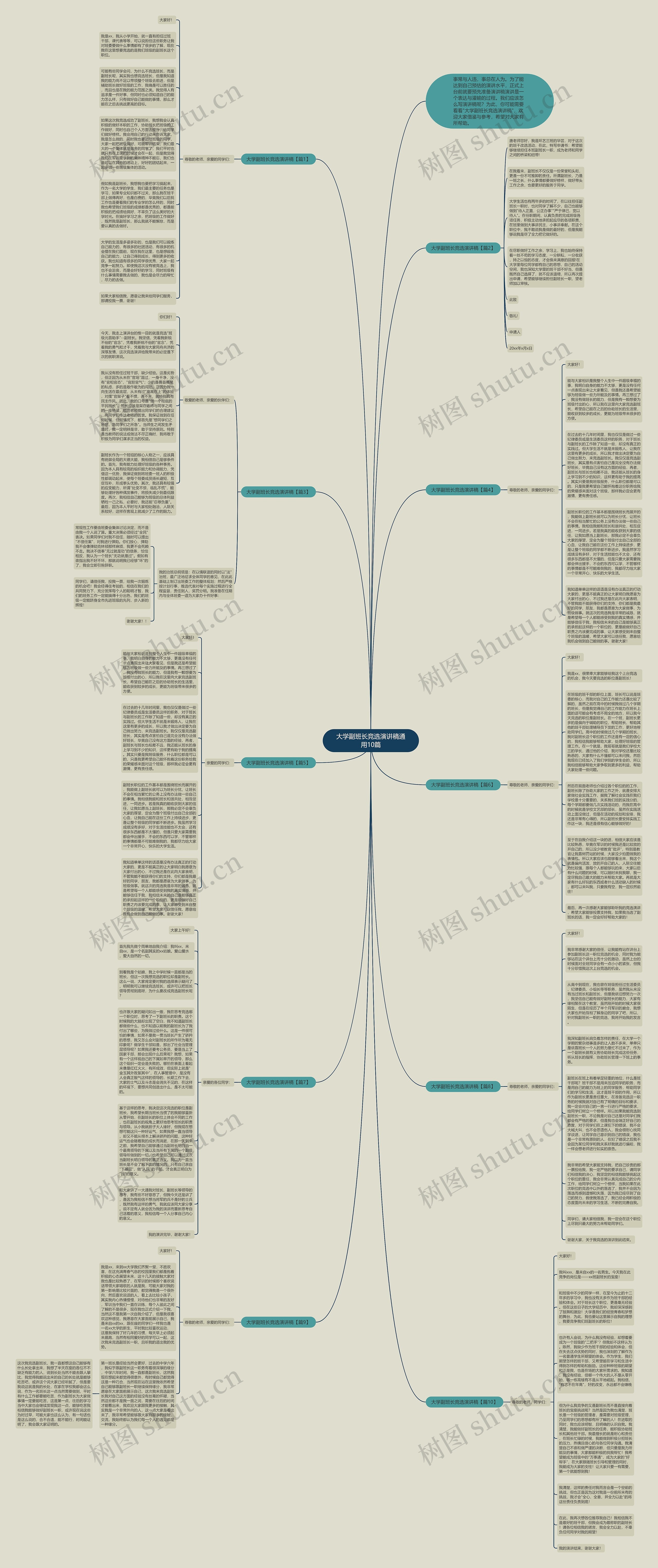 大学副班长竞选演讲稿通用10篇思维导图