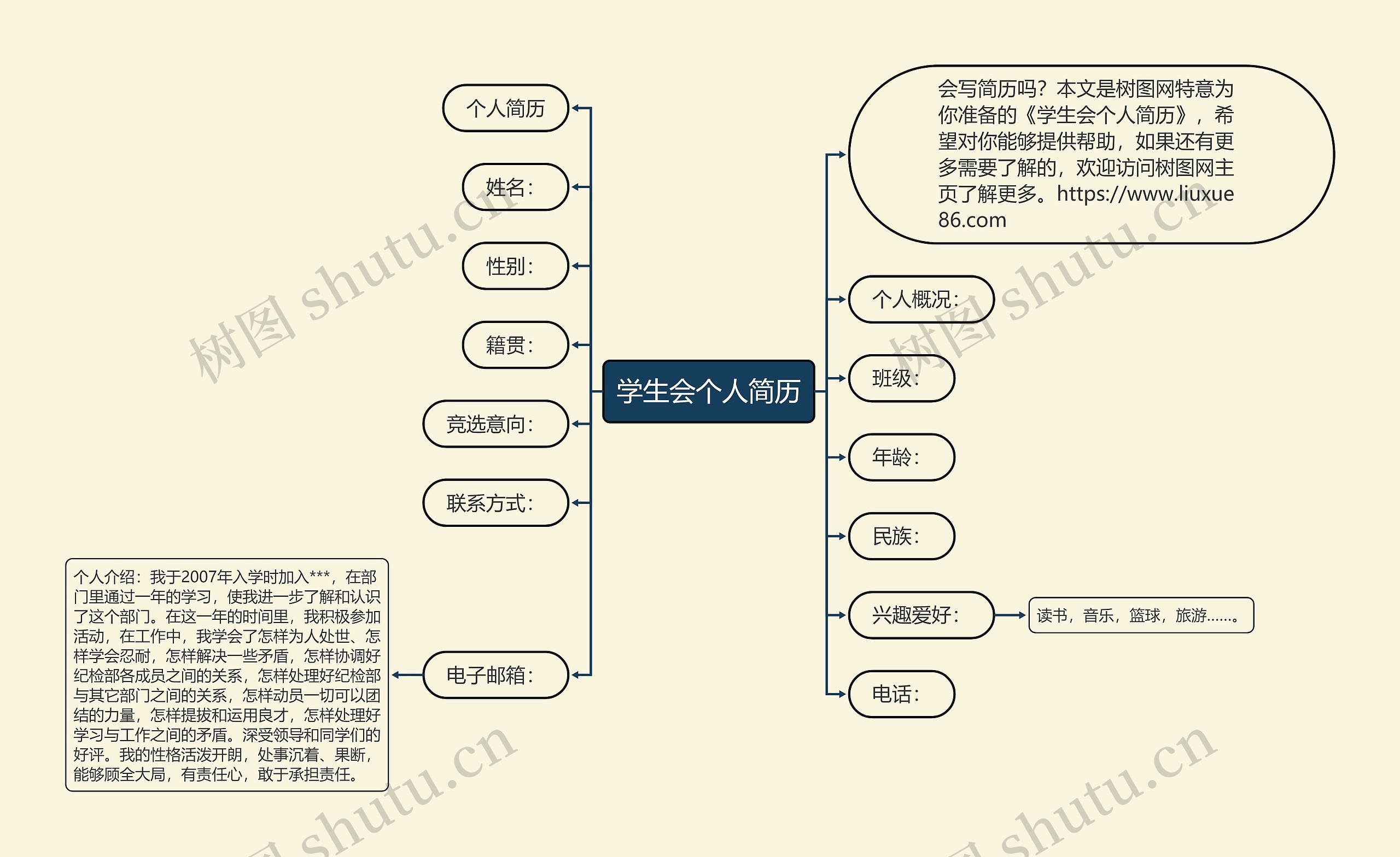 学生会个人简历思维导图