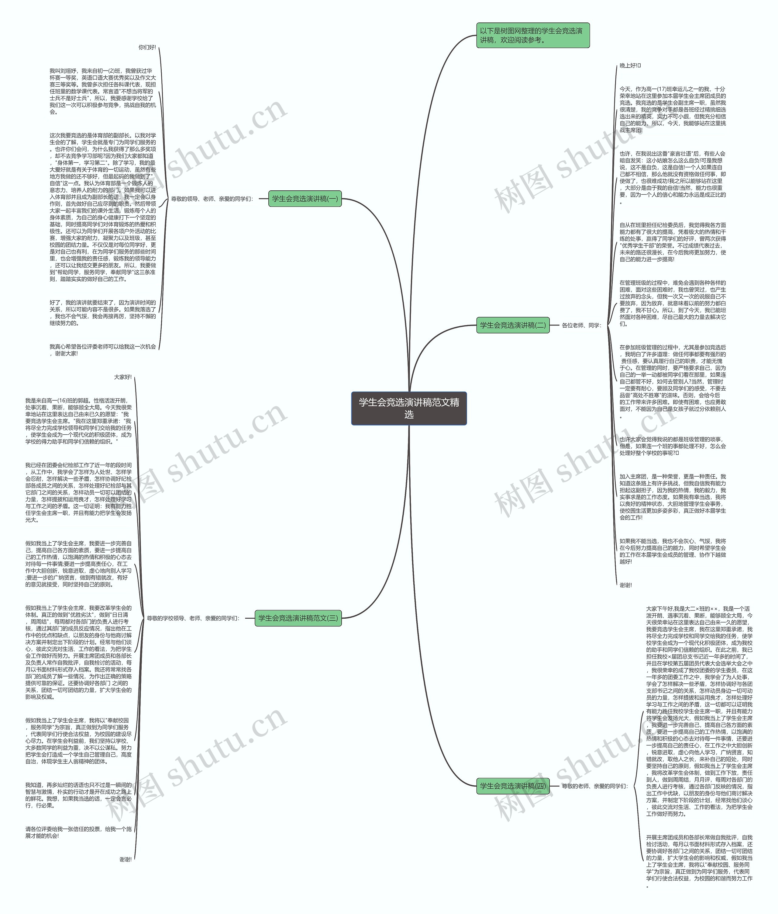 学生会竞选演讲稿范文精选思维导图