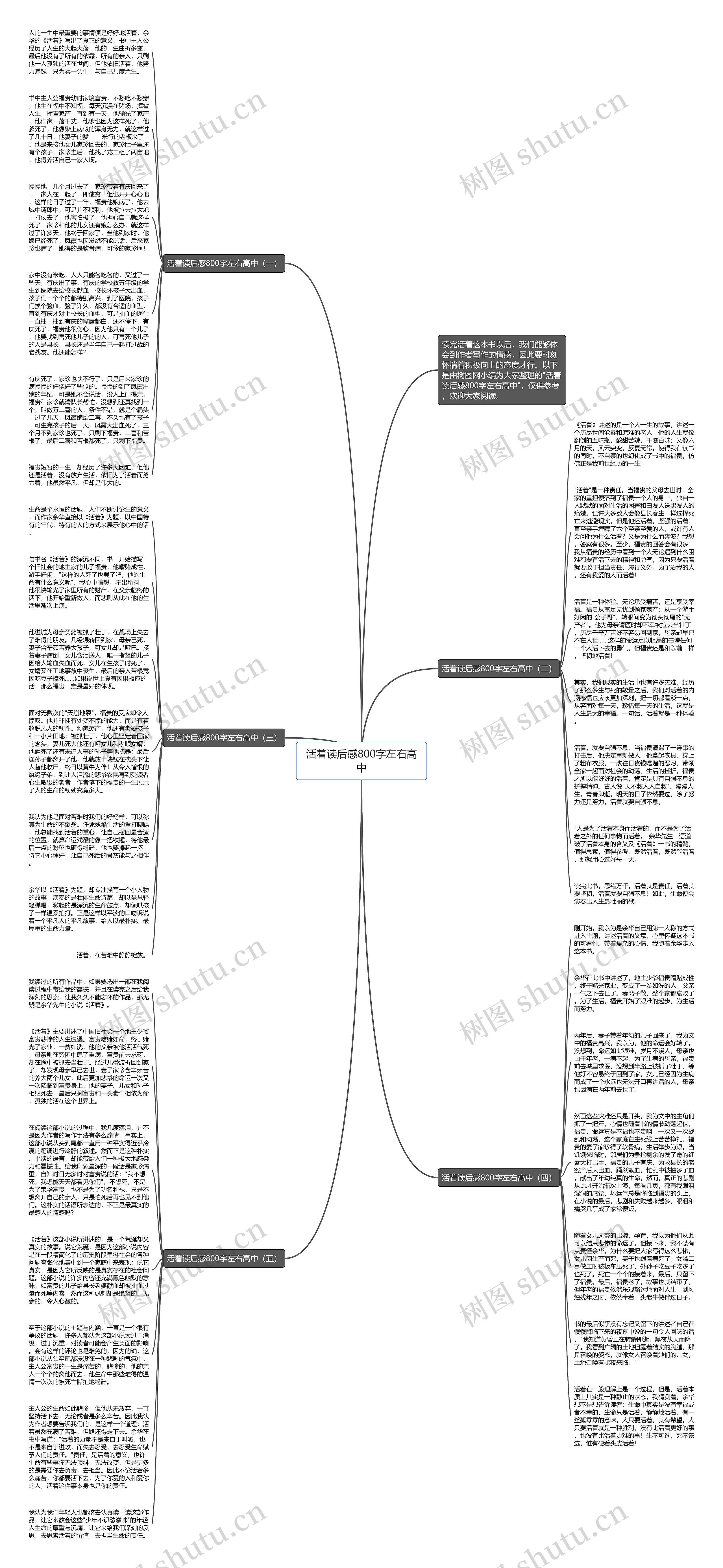 活着读后感800字左右高中思维导图高清图 活着读后感800字左右高中思维导图