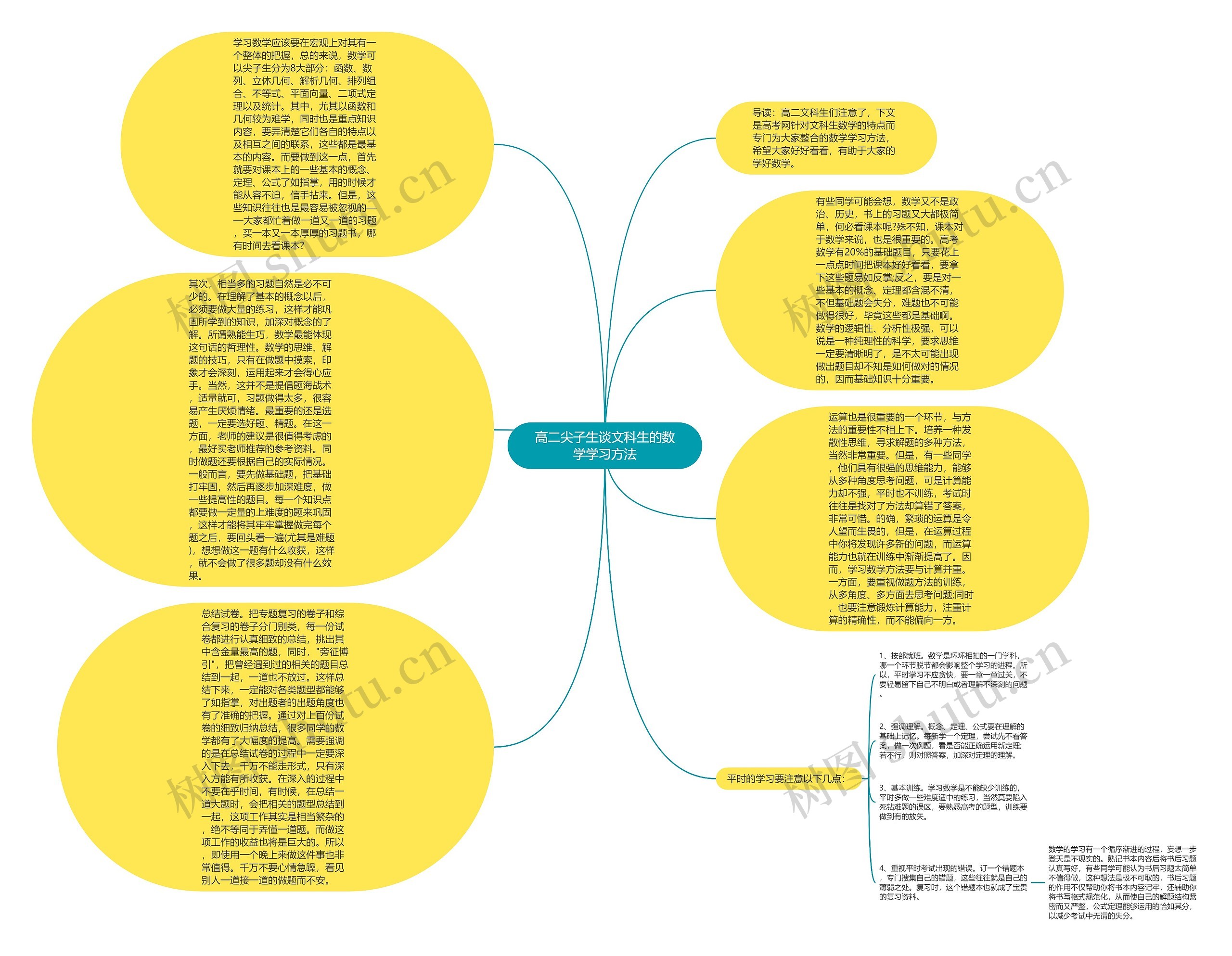 高二尖子生谈文科生的数学学习方法思维导图