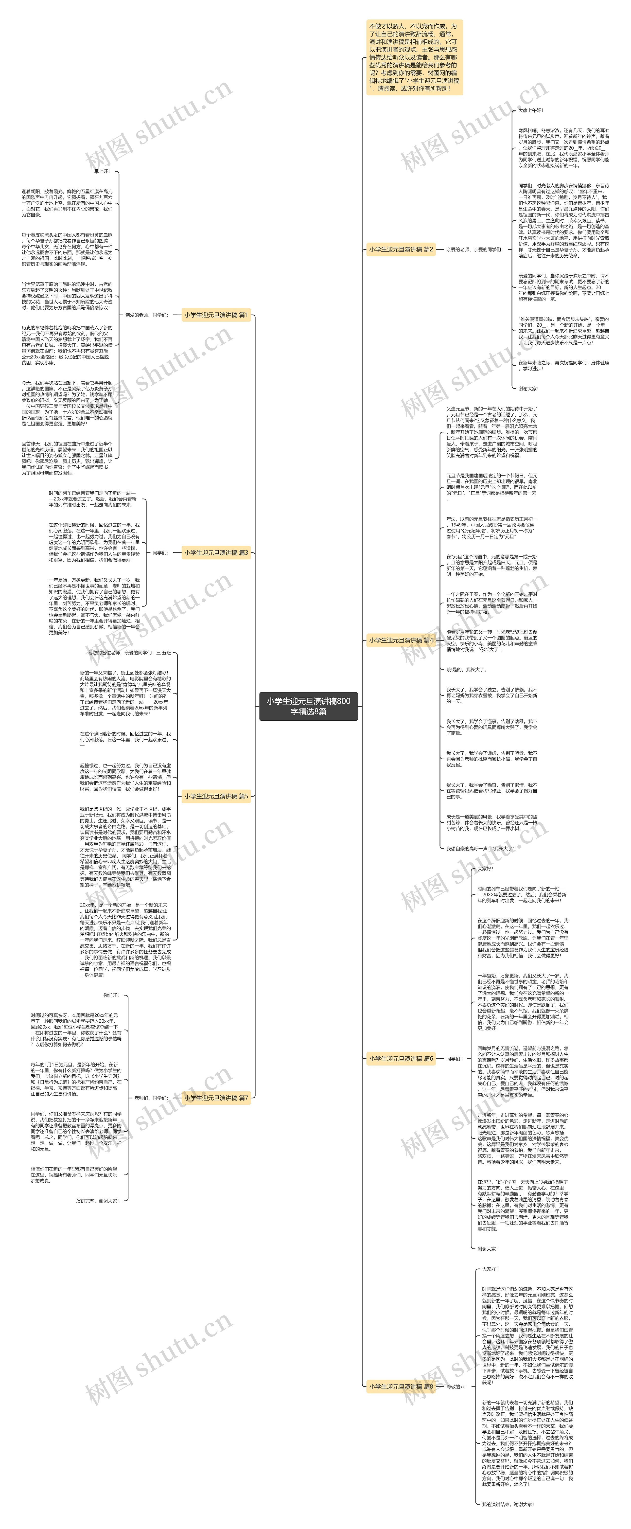 小学生迎元旦演讲稿800字精选8篇思维导图
