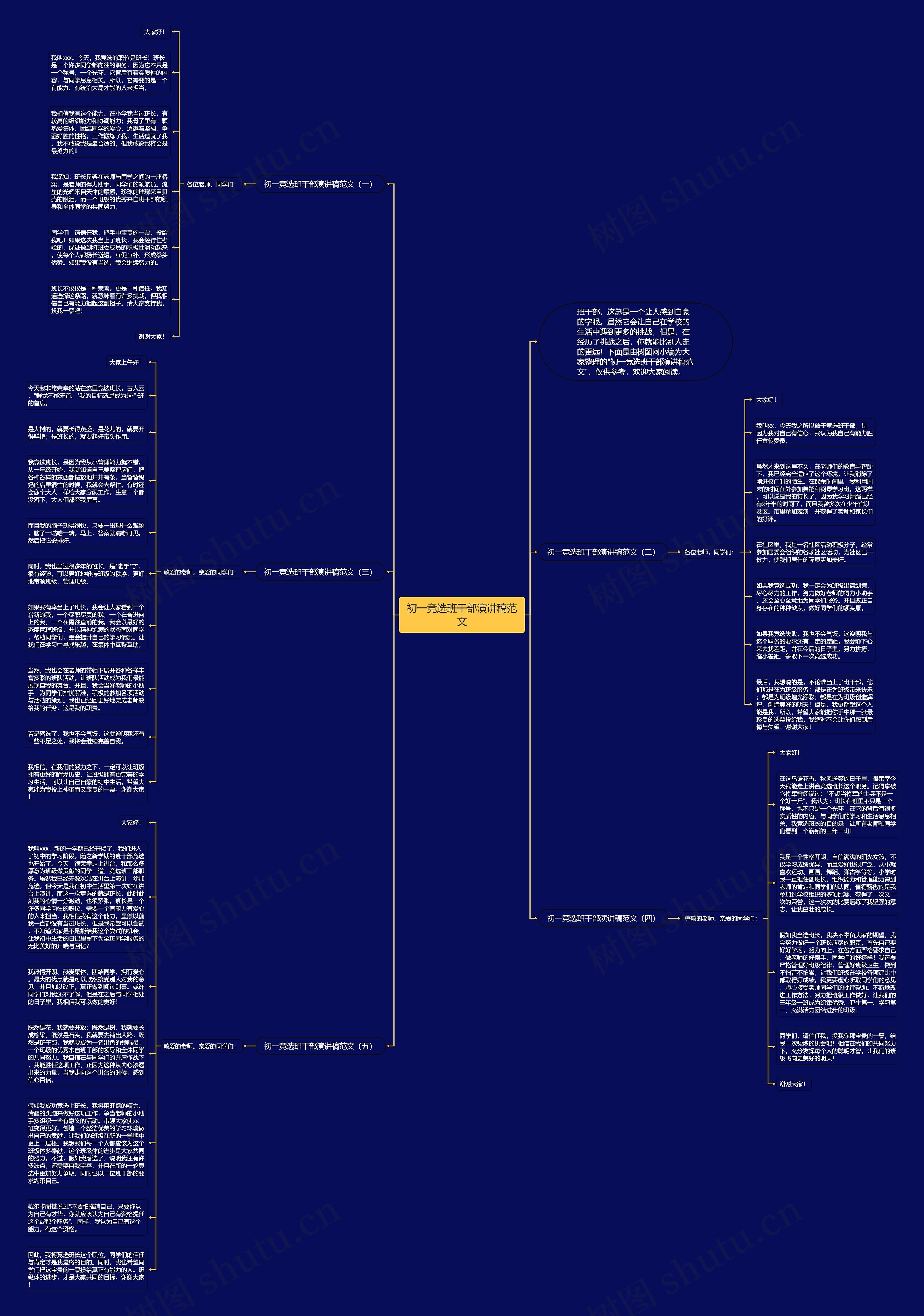 初一竞选班干部演讲稿范文思维导图