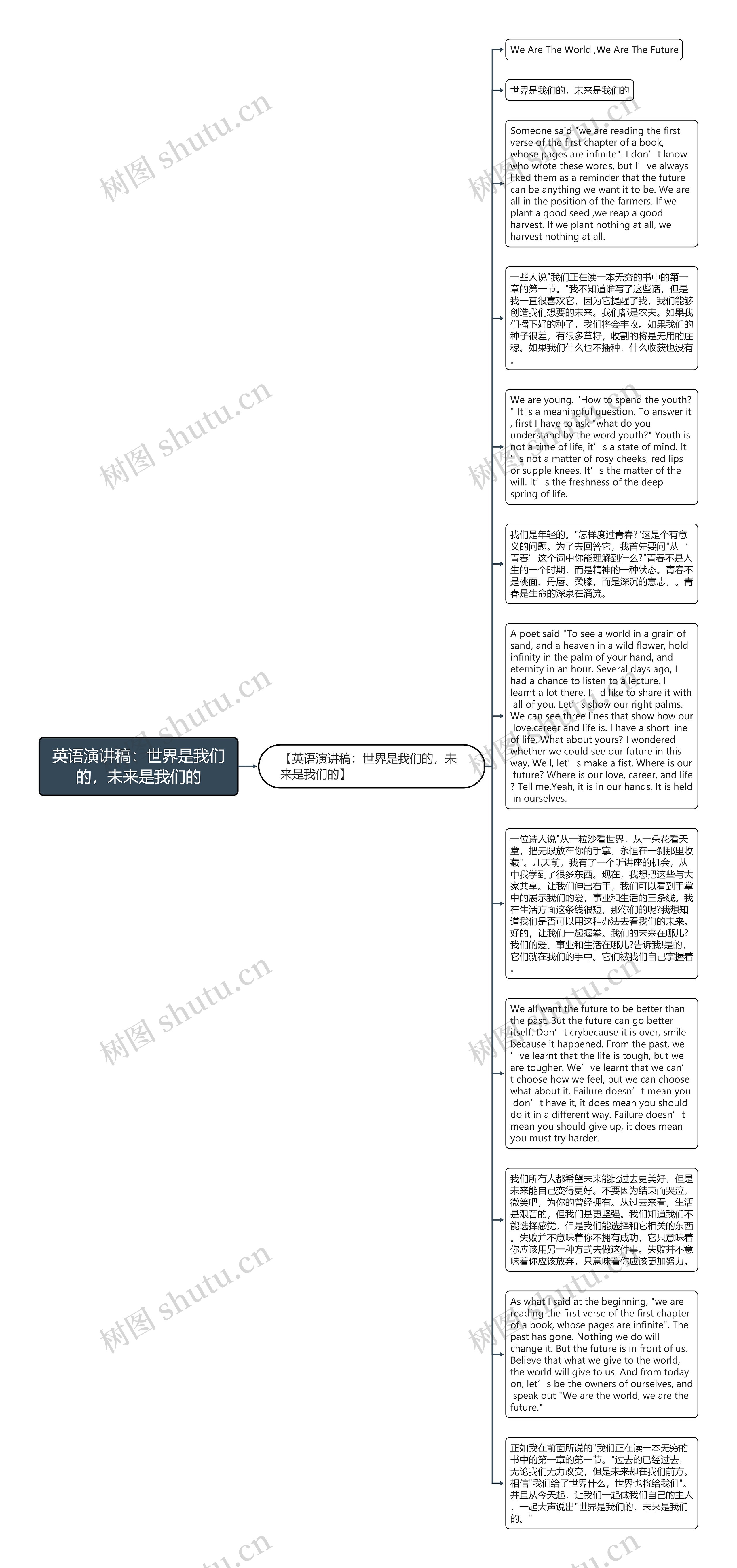 英语演讲稿：世界是我们的，未来是我们的思维导图