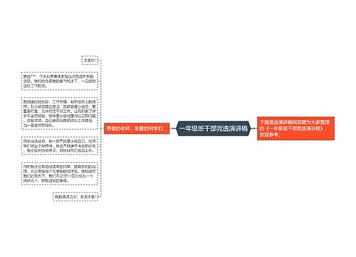 一年级班干部竞选演讲稿