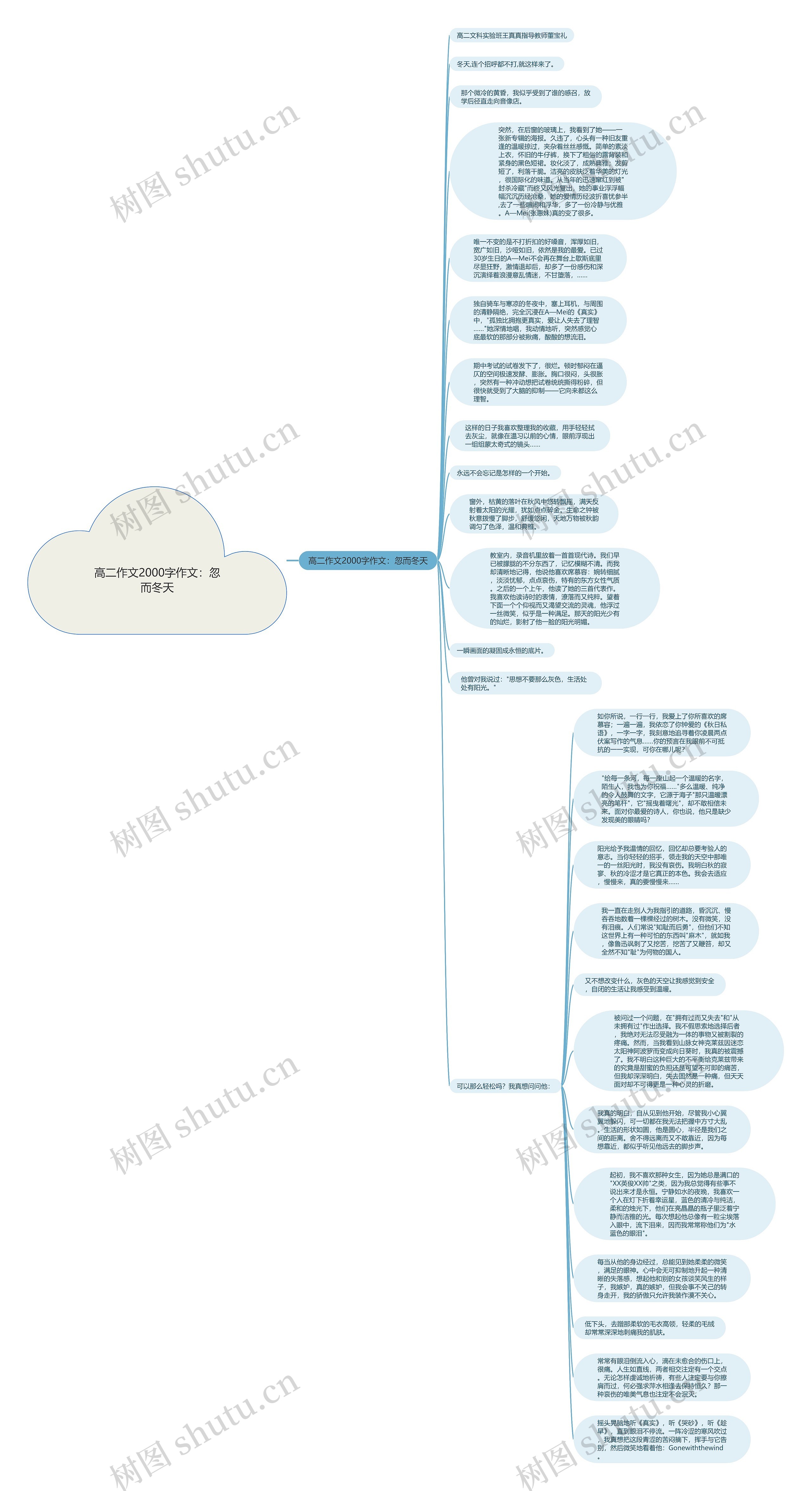 高二作文2000字作文：忽而冬天思维导图