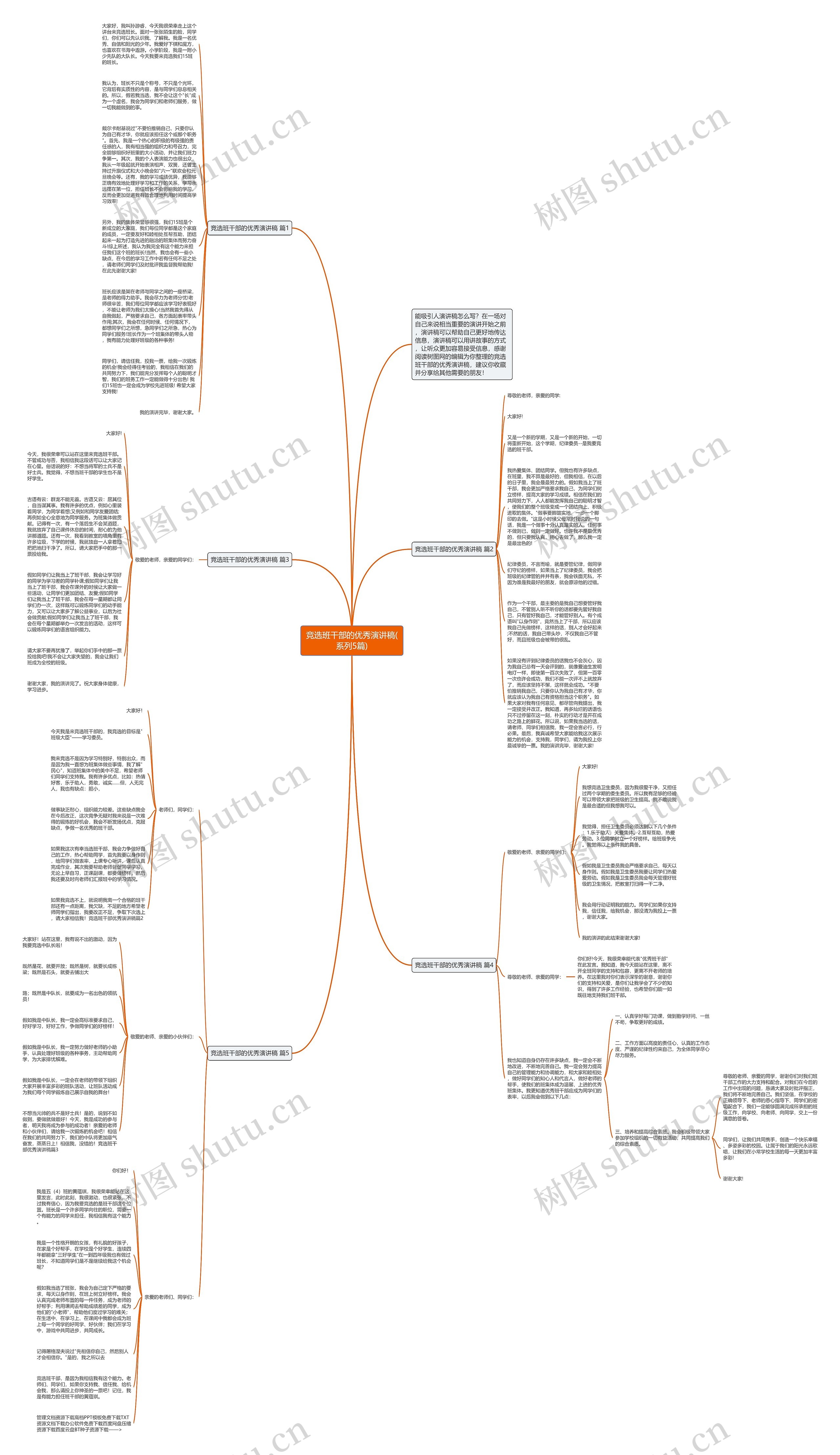 竞选班干部的优秀演讲稿(系列5篇)思维导图