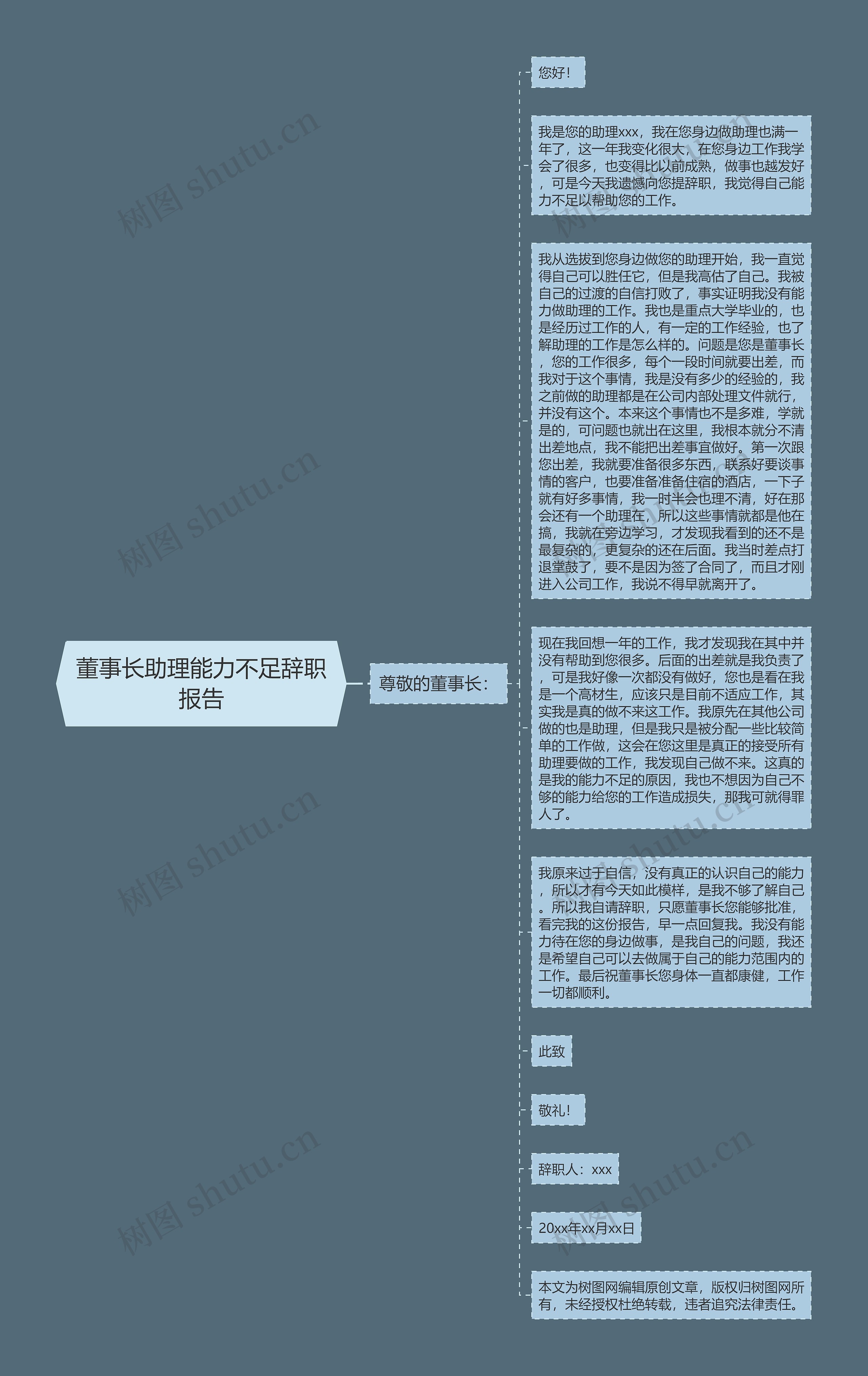 董事长助理能力不足辞职报告思维导图