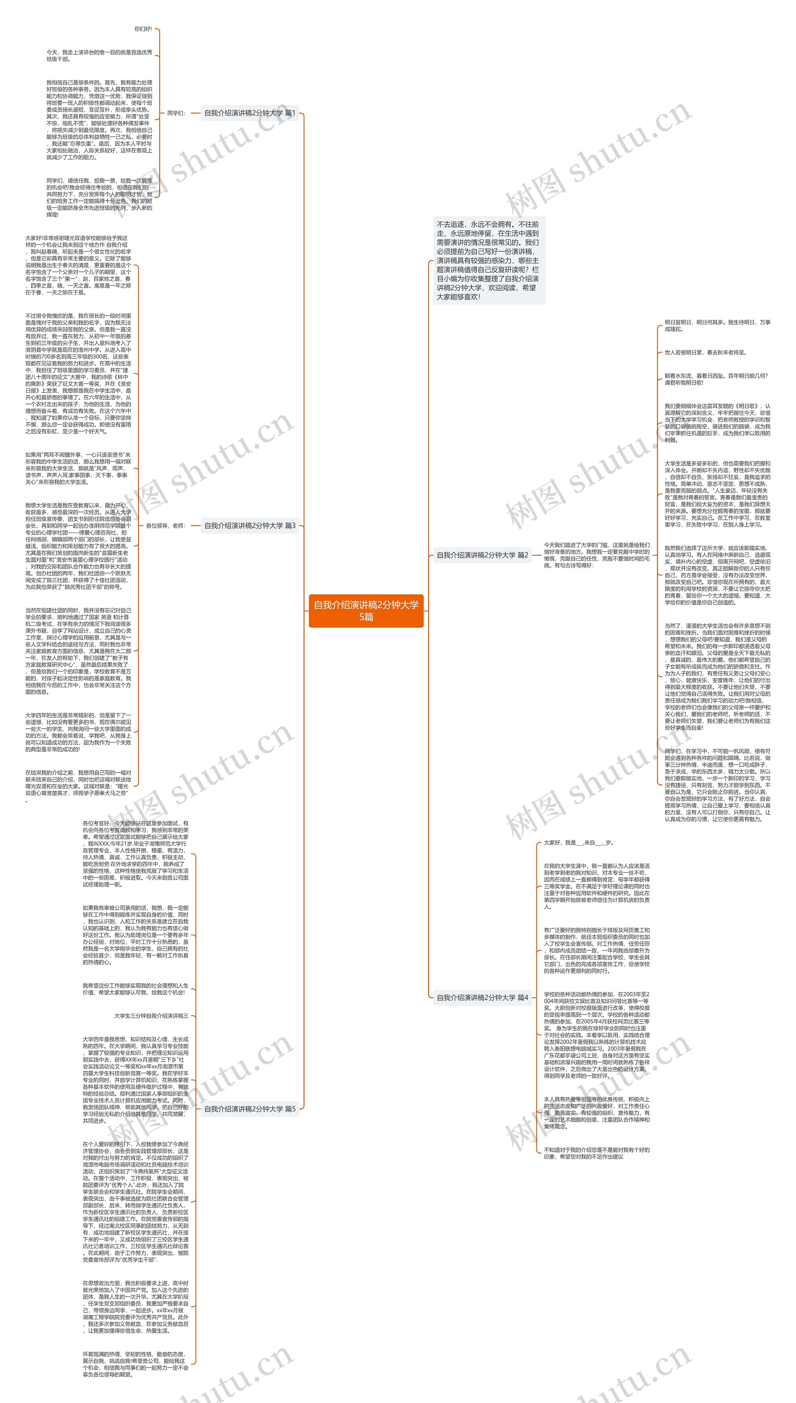 自我介绍演讲稿2分钟大学5篇思维导图