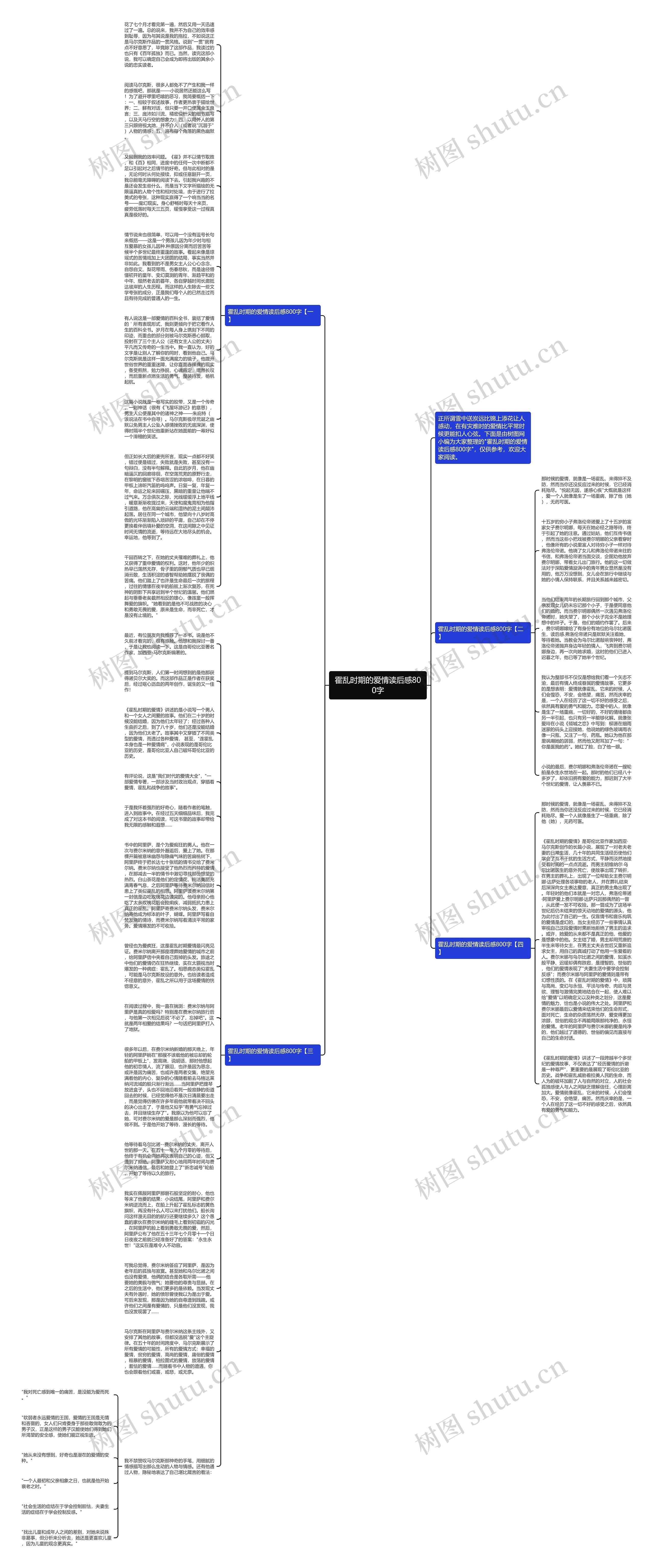 霍乱时期的爱情读后感800字思维导图