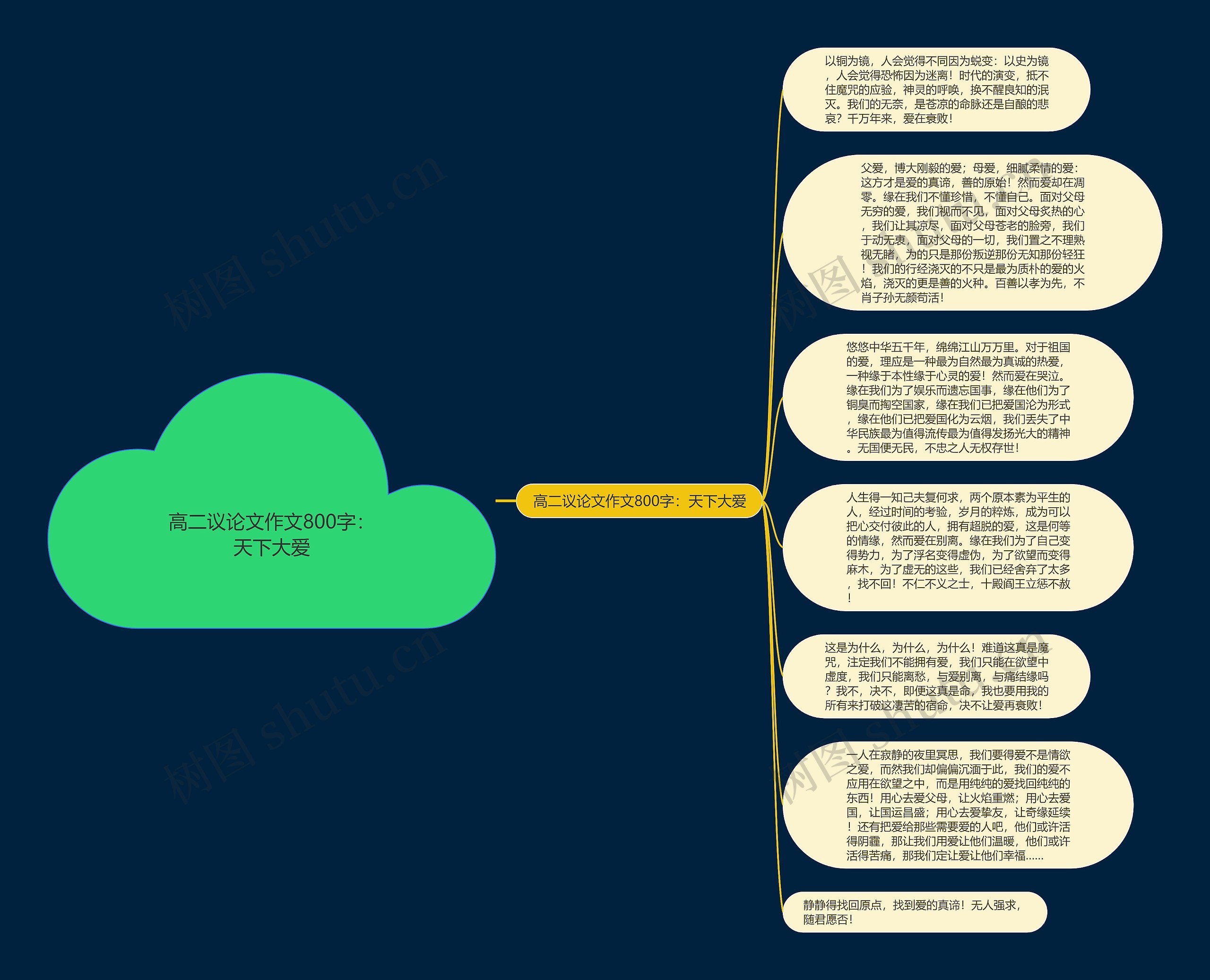 高二议论文作文800字：天下大爱思维导图