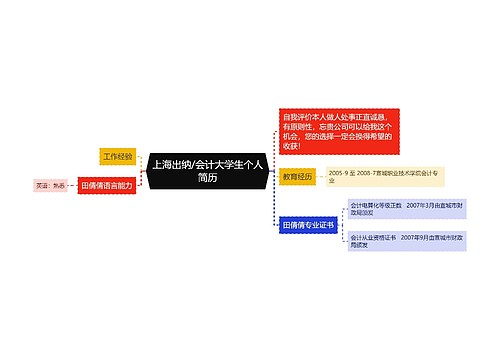 上海出纳/会计大学生个人简历