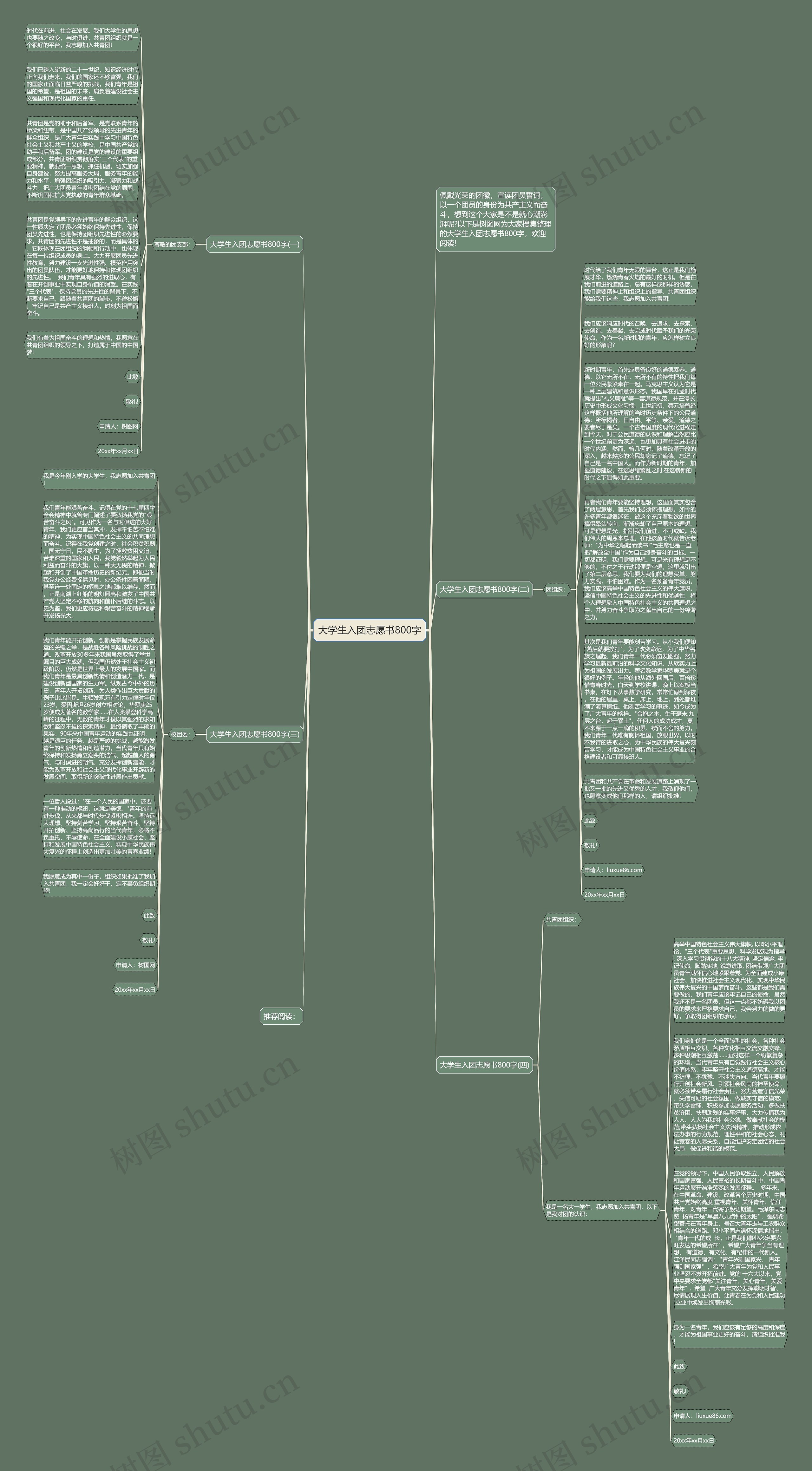 大学生入团志愿书800字思维导图