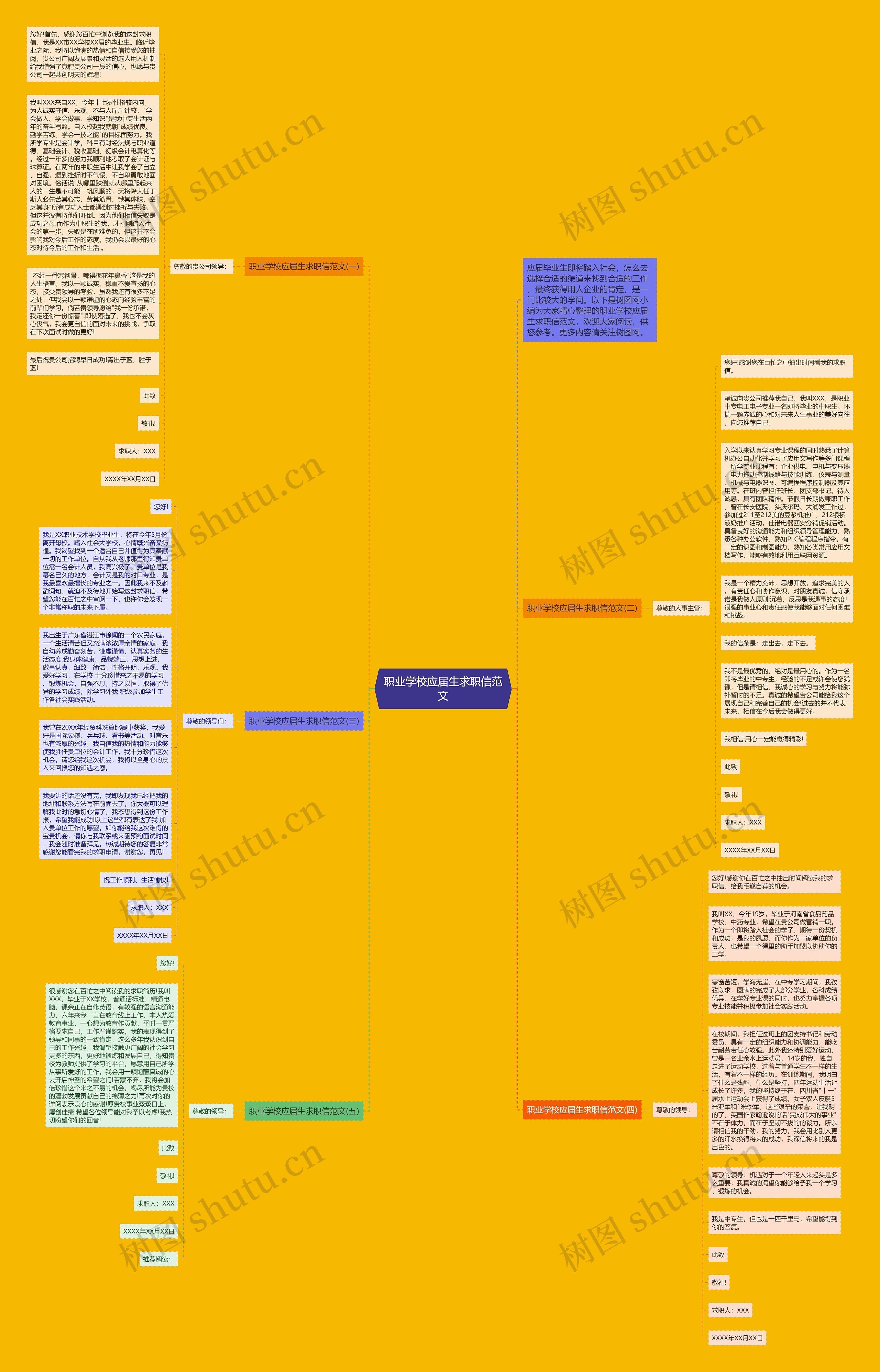 职业学校应届生求职信范文思维导图