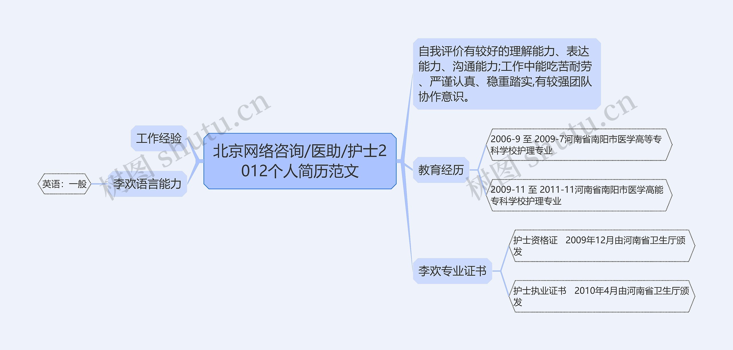 北京网络咨询/医助/护士2012个人简历范文