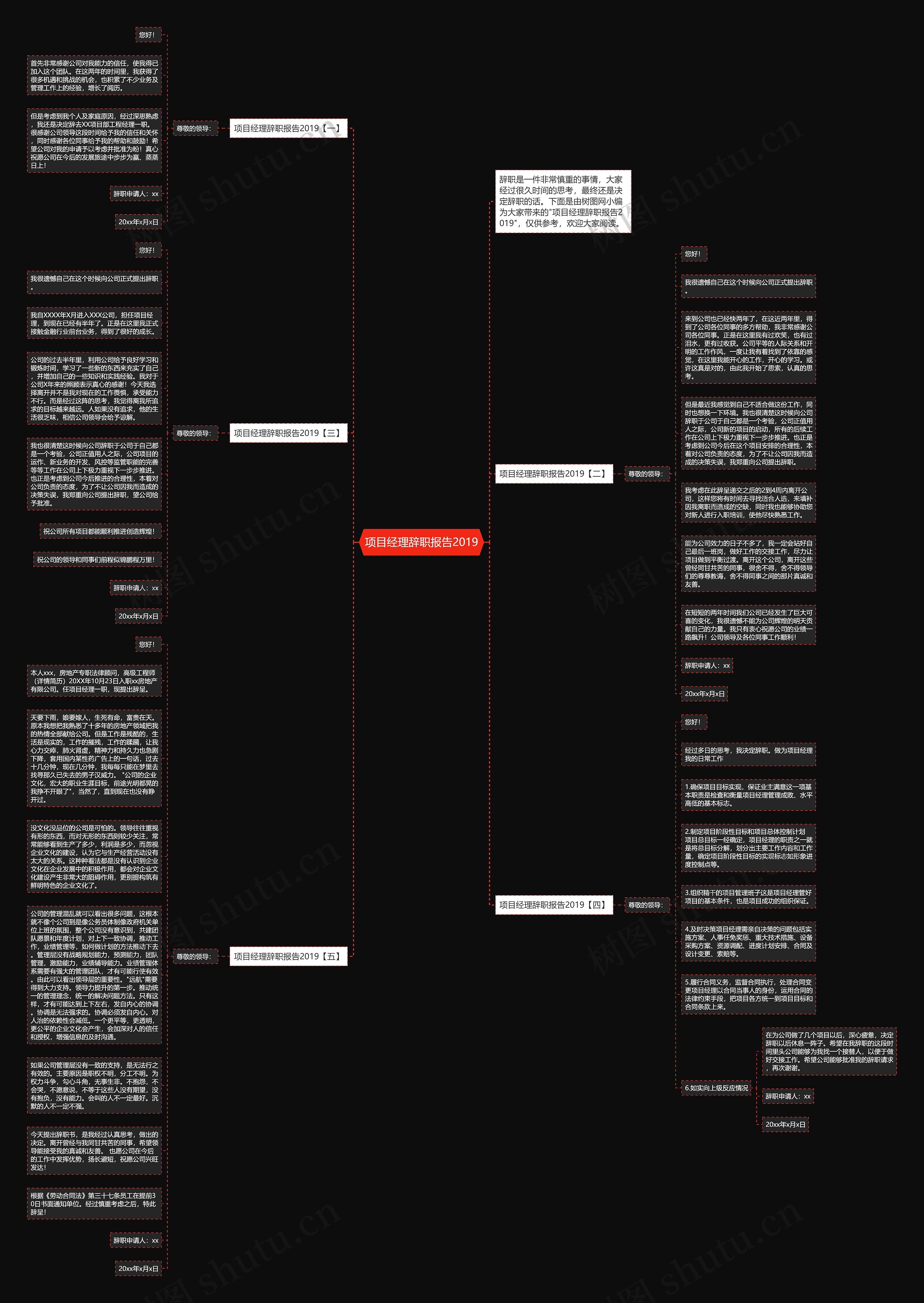 项目经理辞职报告2019思维导图