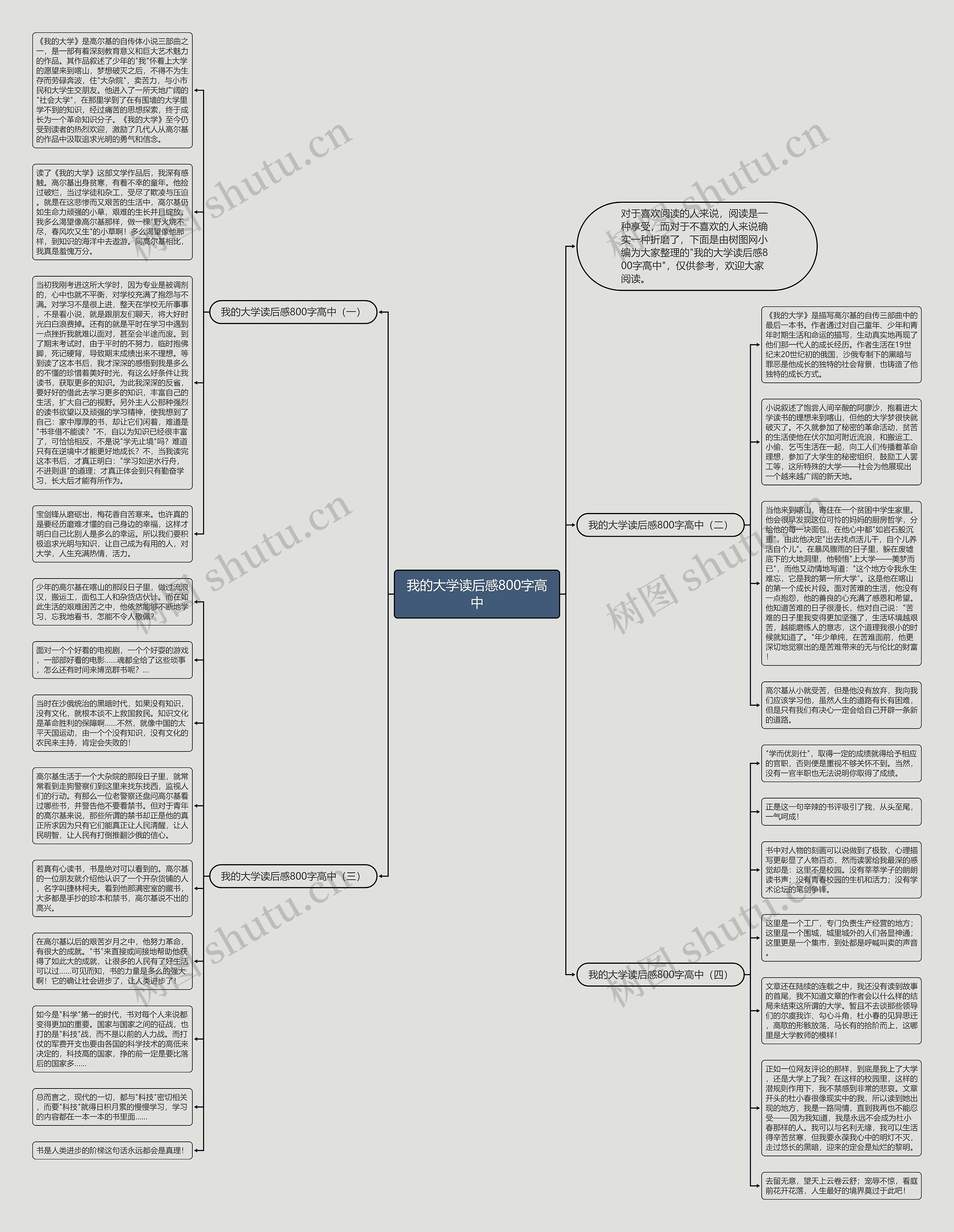 我的大学读后感800字高中思维导图