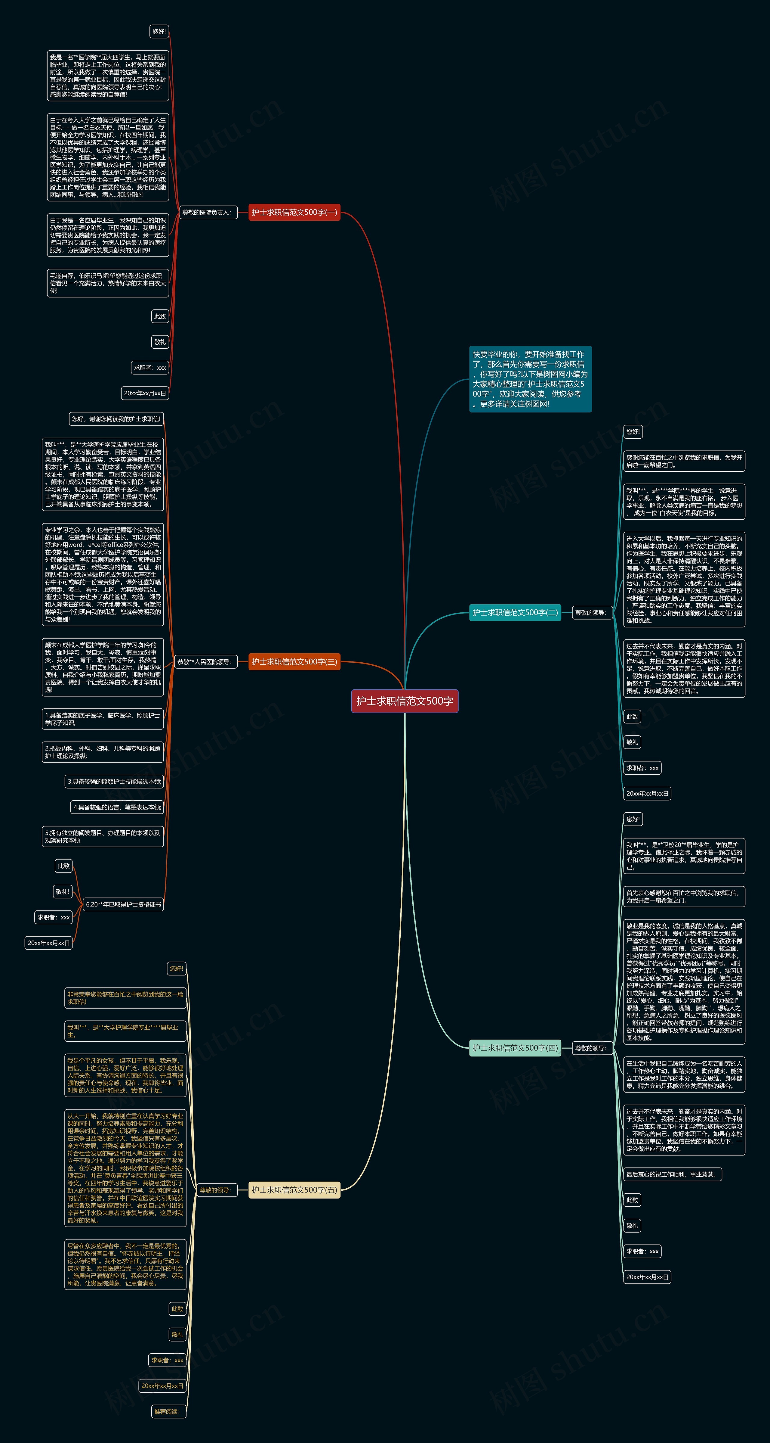 护士求职信范文500字思维导图