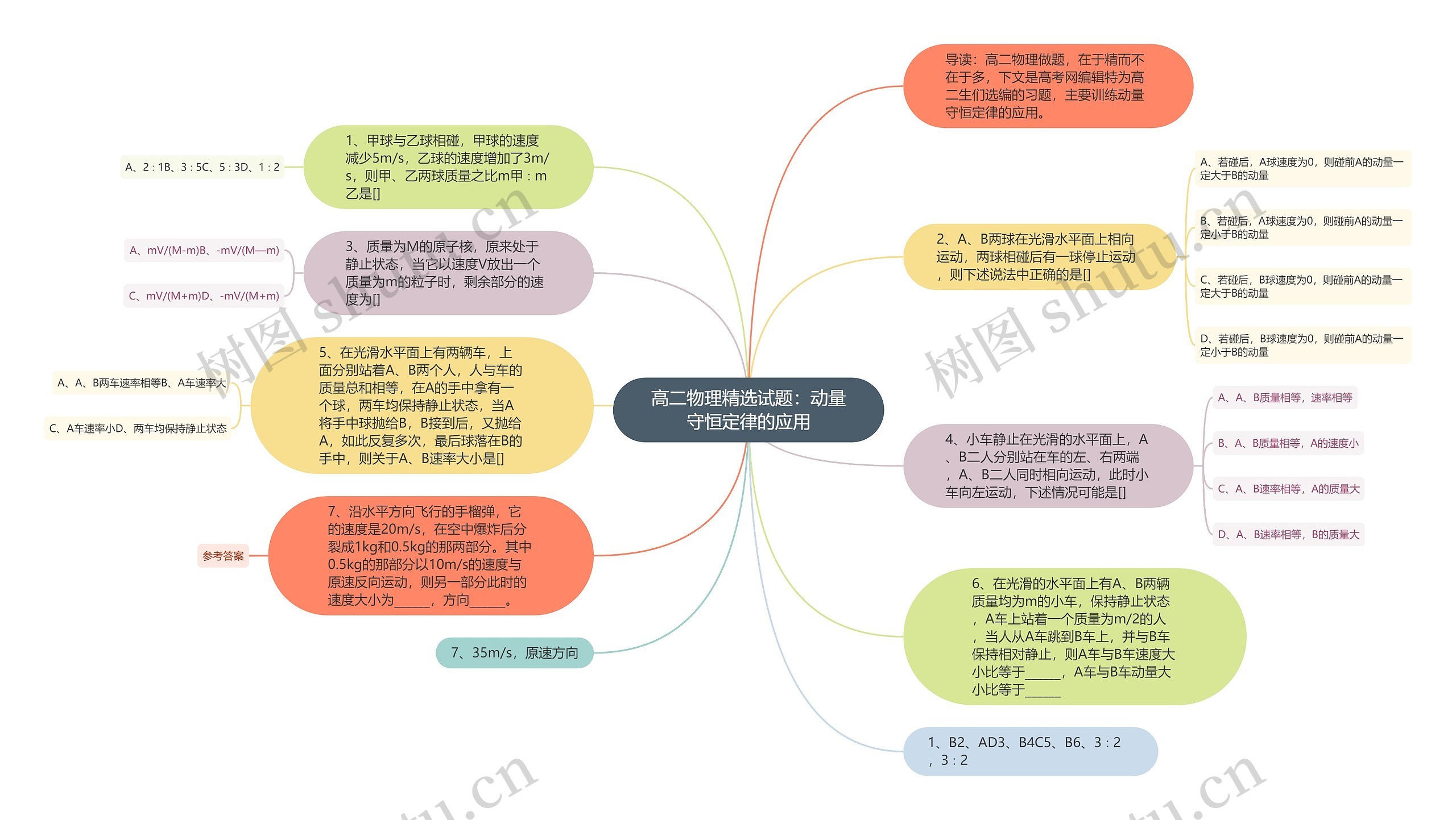 高二物理精选试题：动量守恒定律的应用思维导图