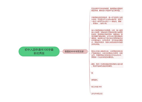 初中入团申请书100字最新优秀版