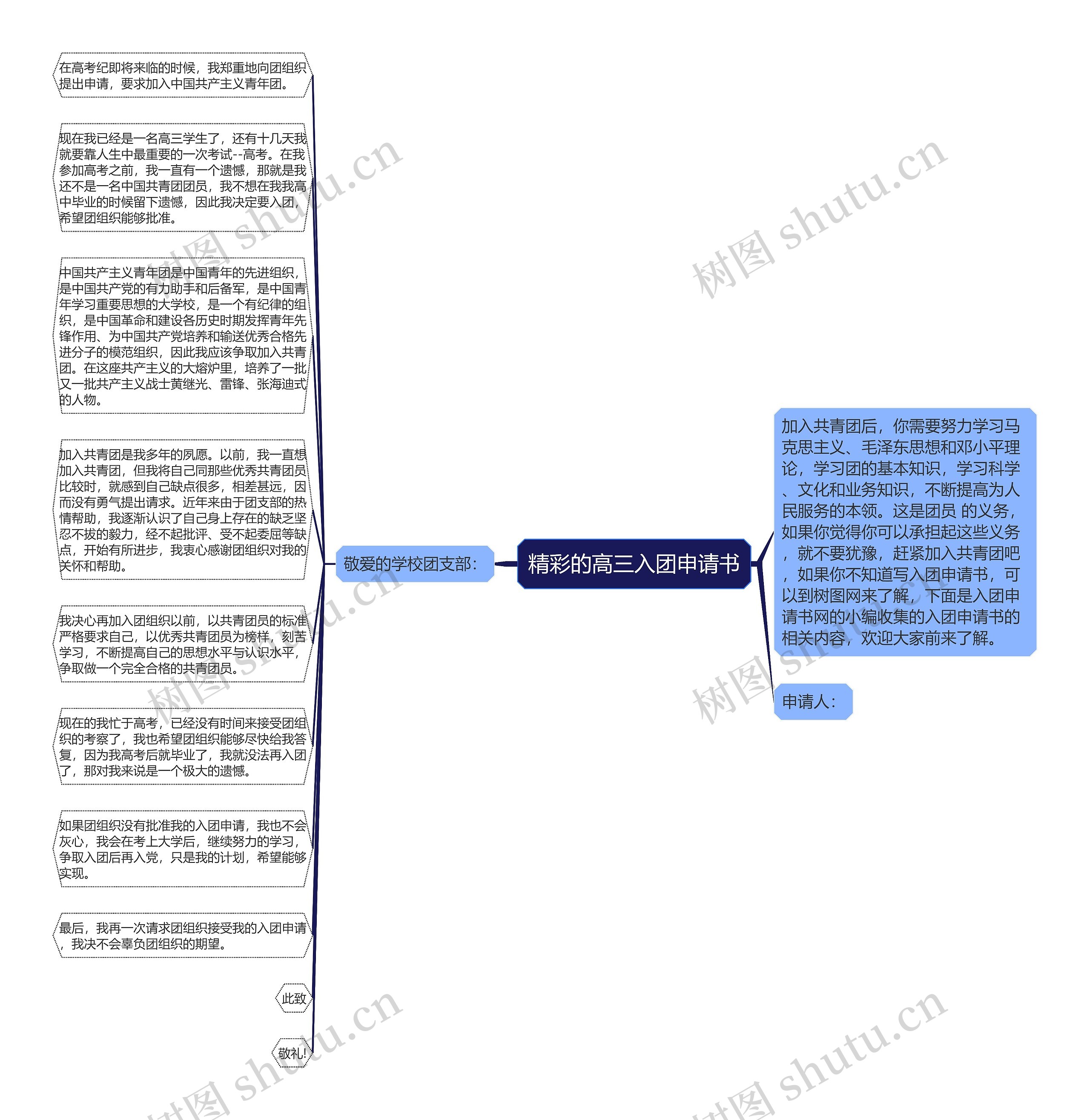 精彩的高三入团申请书思维导图