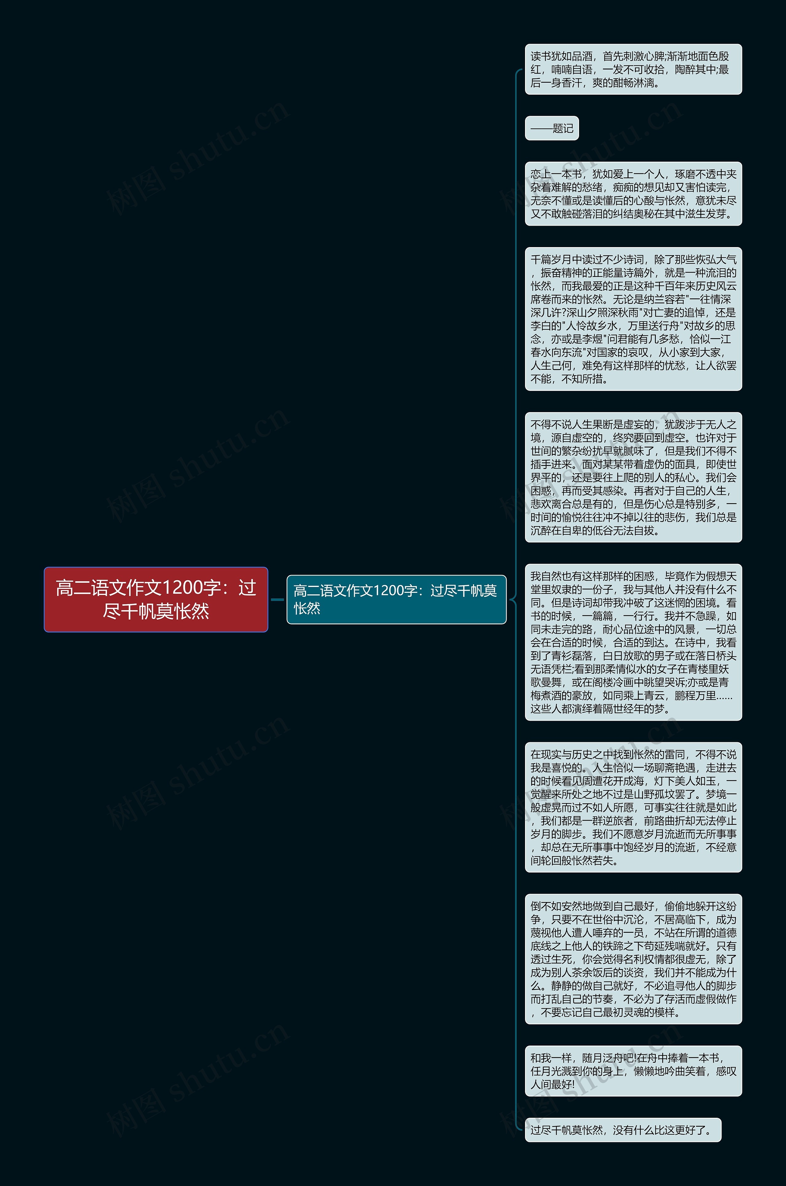 高二语文作文1200字：过尽千帆莫怅然思维导图