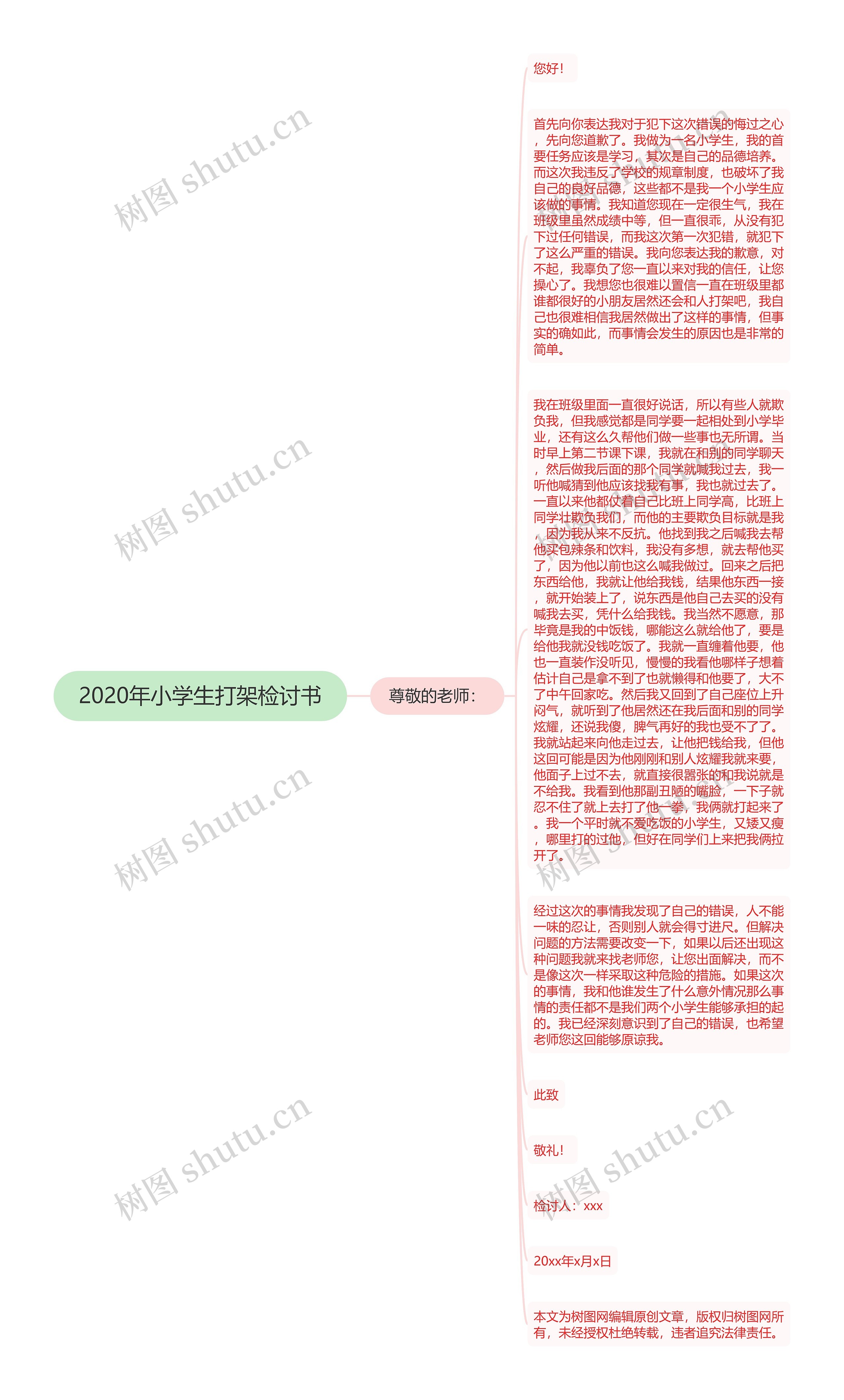 2020年小学生打架检讨书