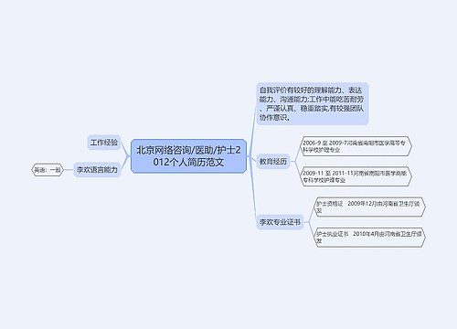 北京网络咨询/医助/护士2012个人简历范文