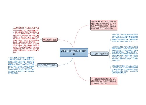 2020公司业务部门工作计划