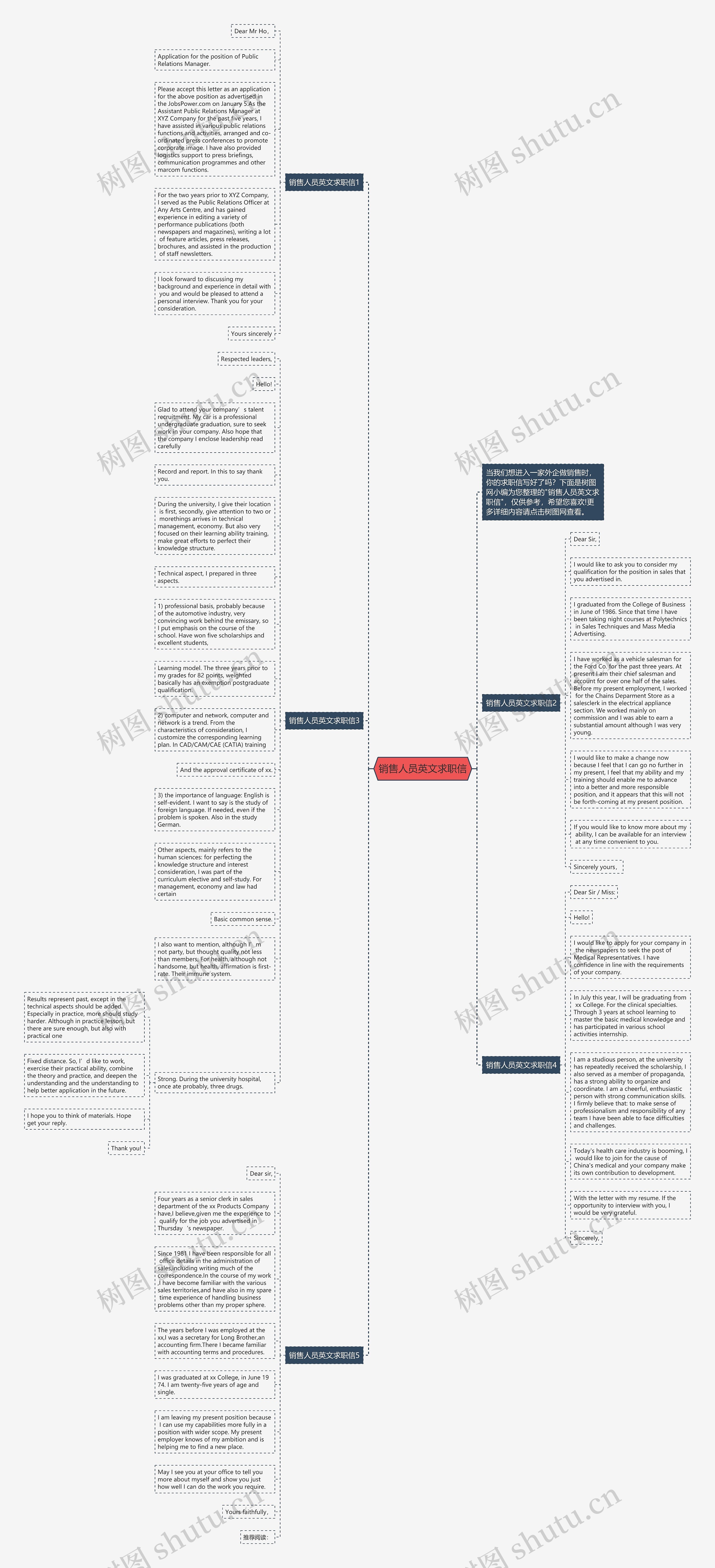 销售人员英文求职信思维导图