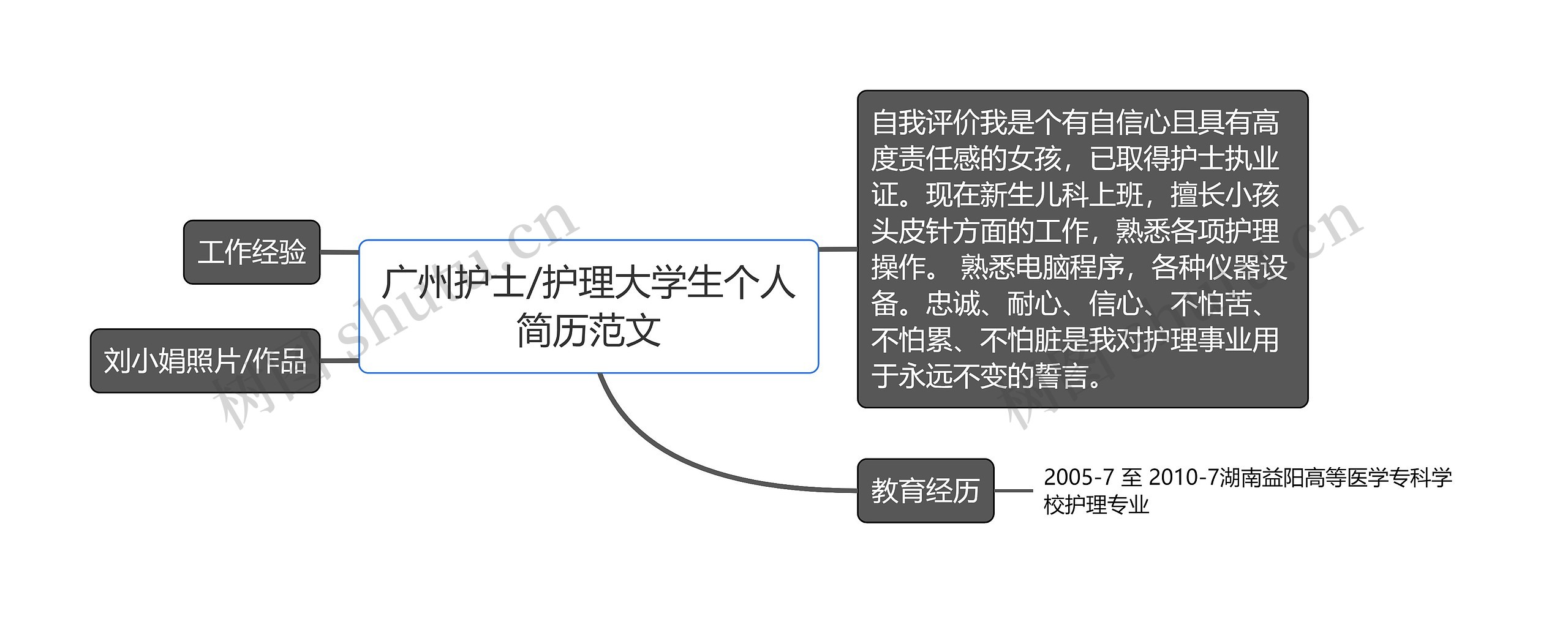 广州护士/护理大学生个人简历范文思维导图