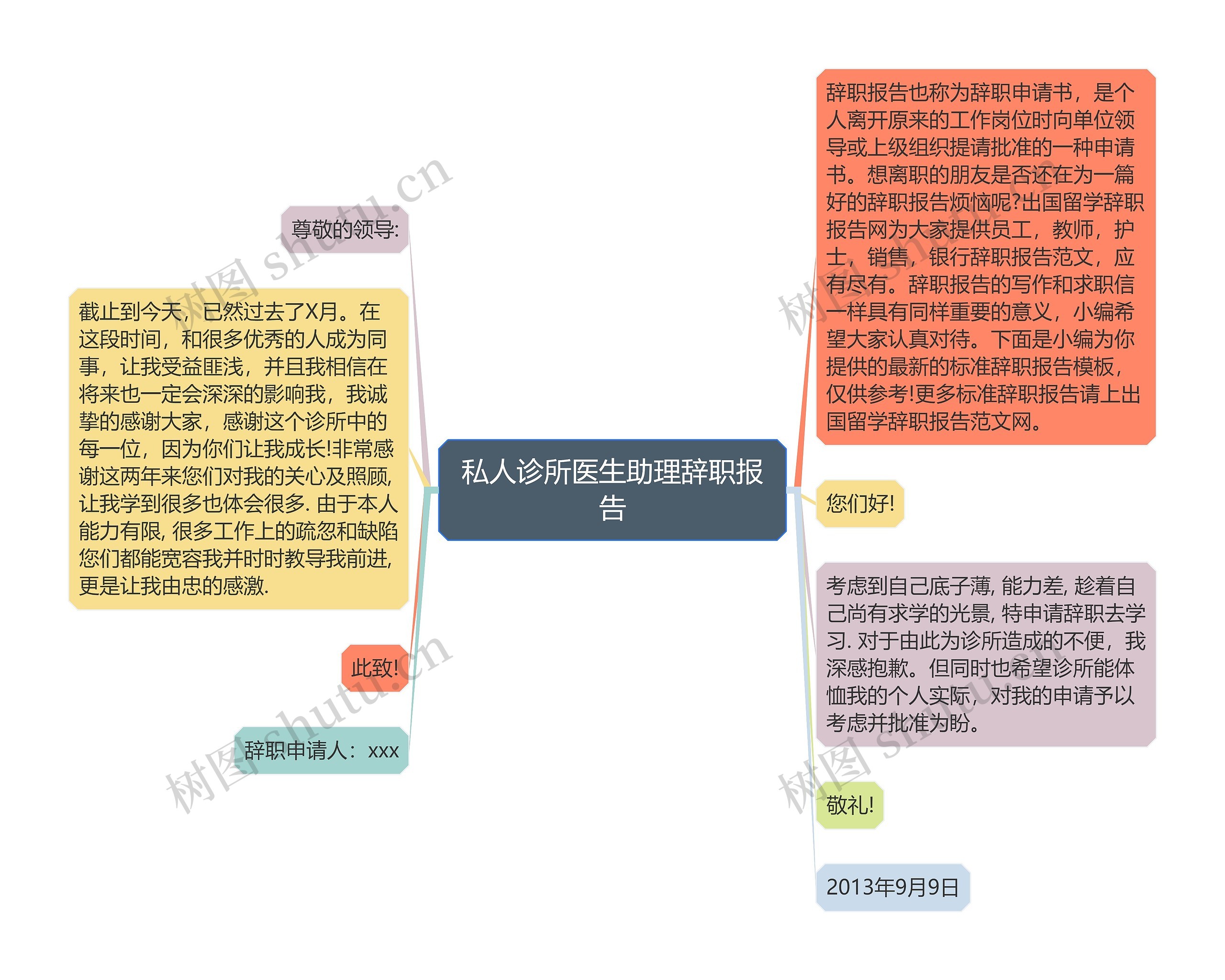 私人诊所医生助理辞职报告思维导图