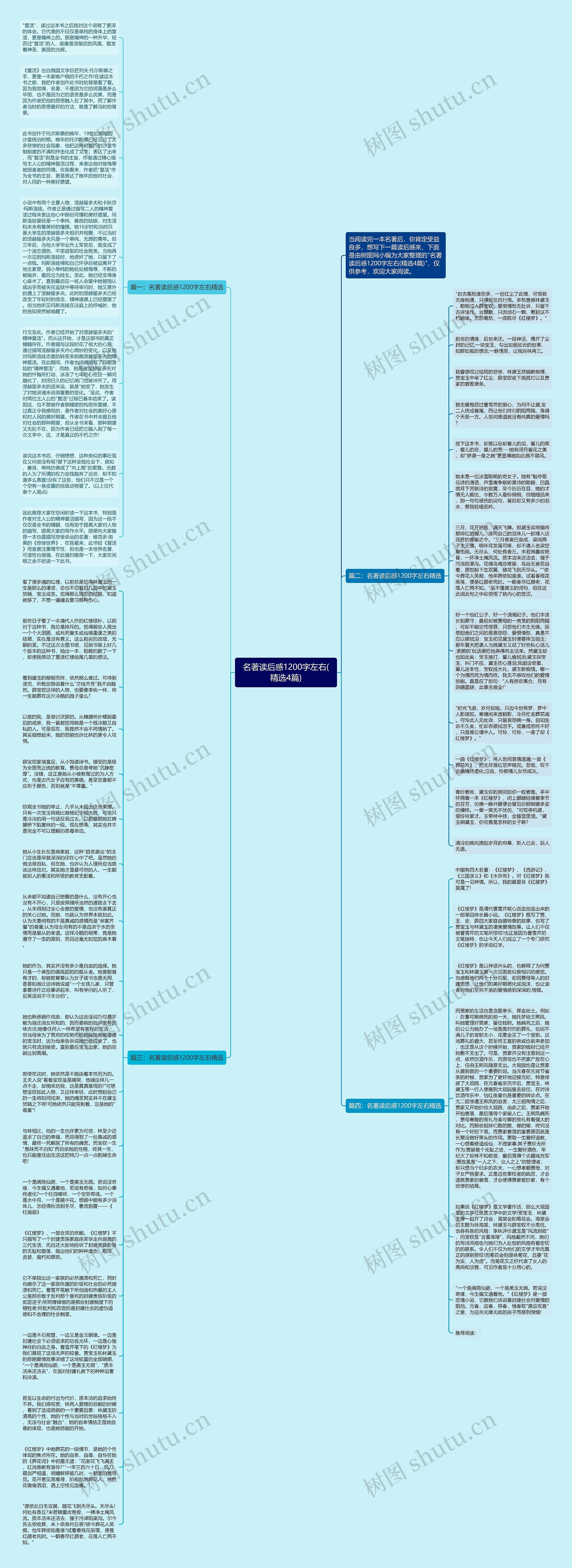 名著读后感1200字左右(精选4篇)思维导图