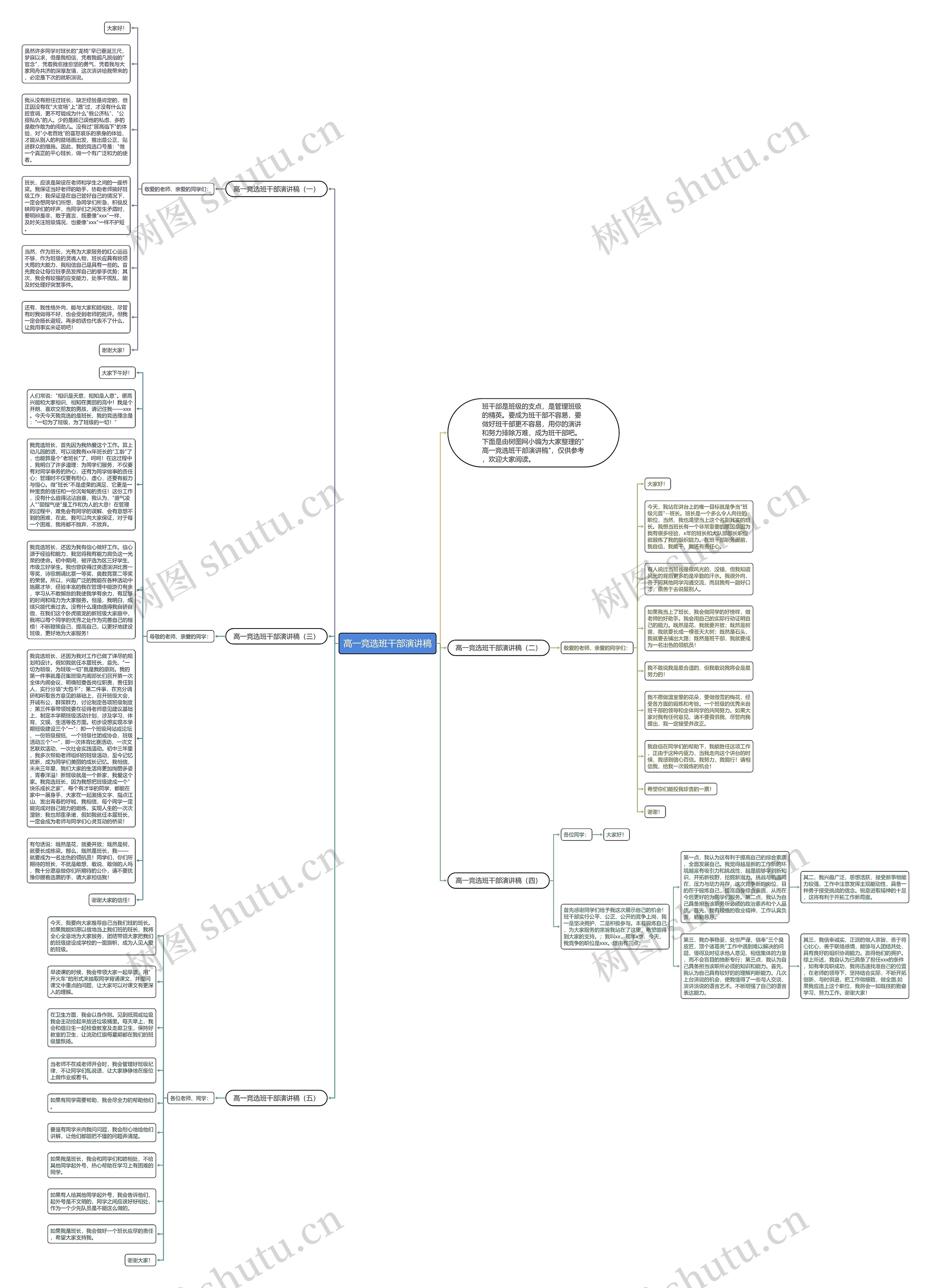高一竞选班干部演讲稿思维导图