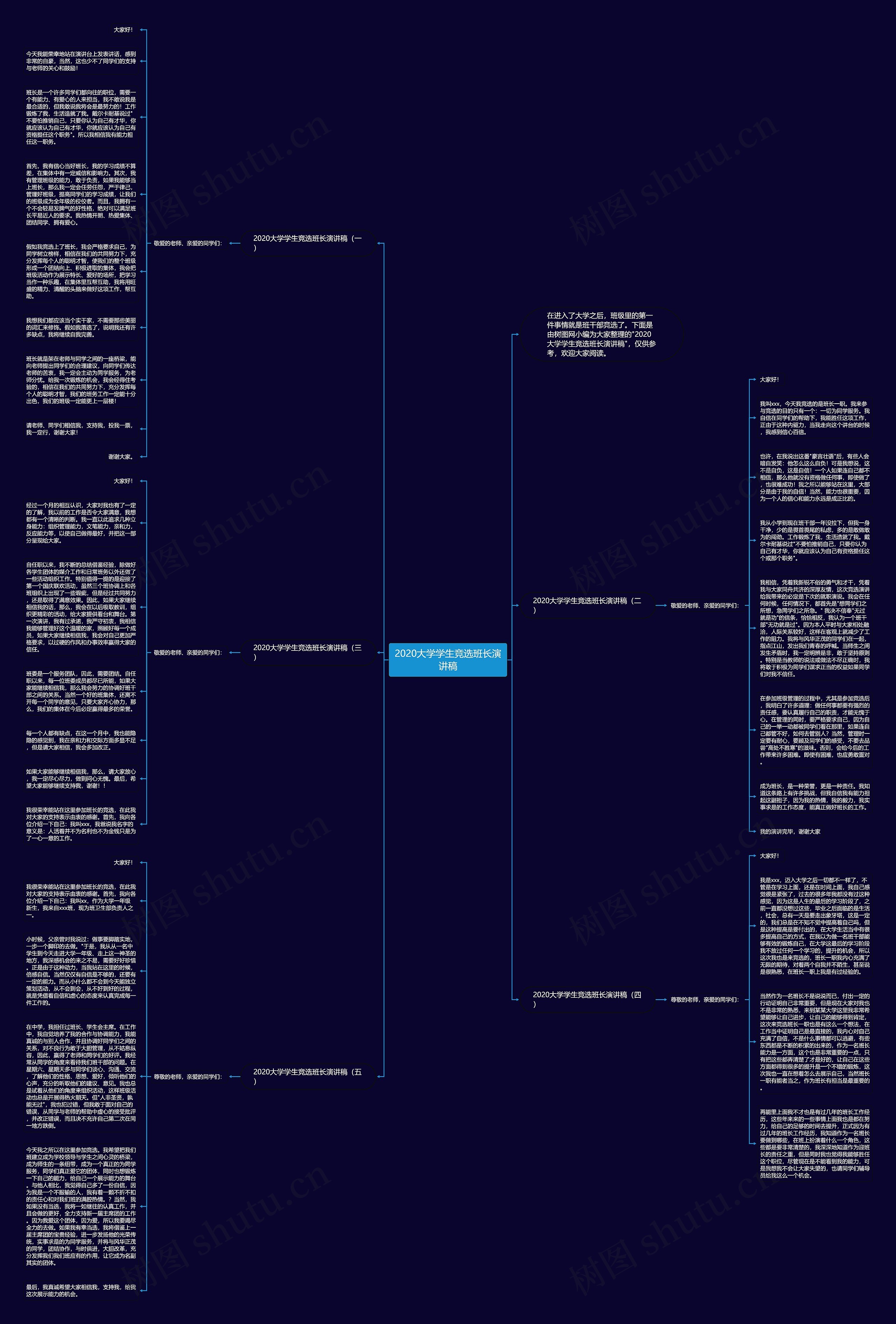 2020大学学生竞选班长演讲稿思维导图